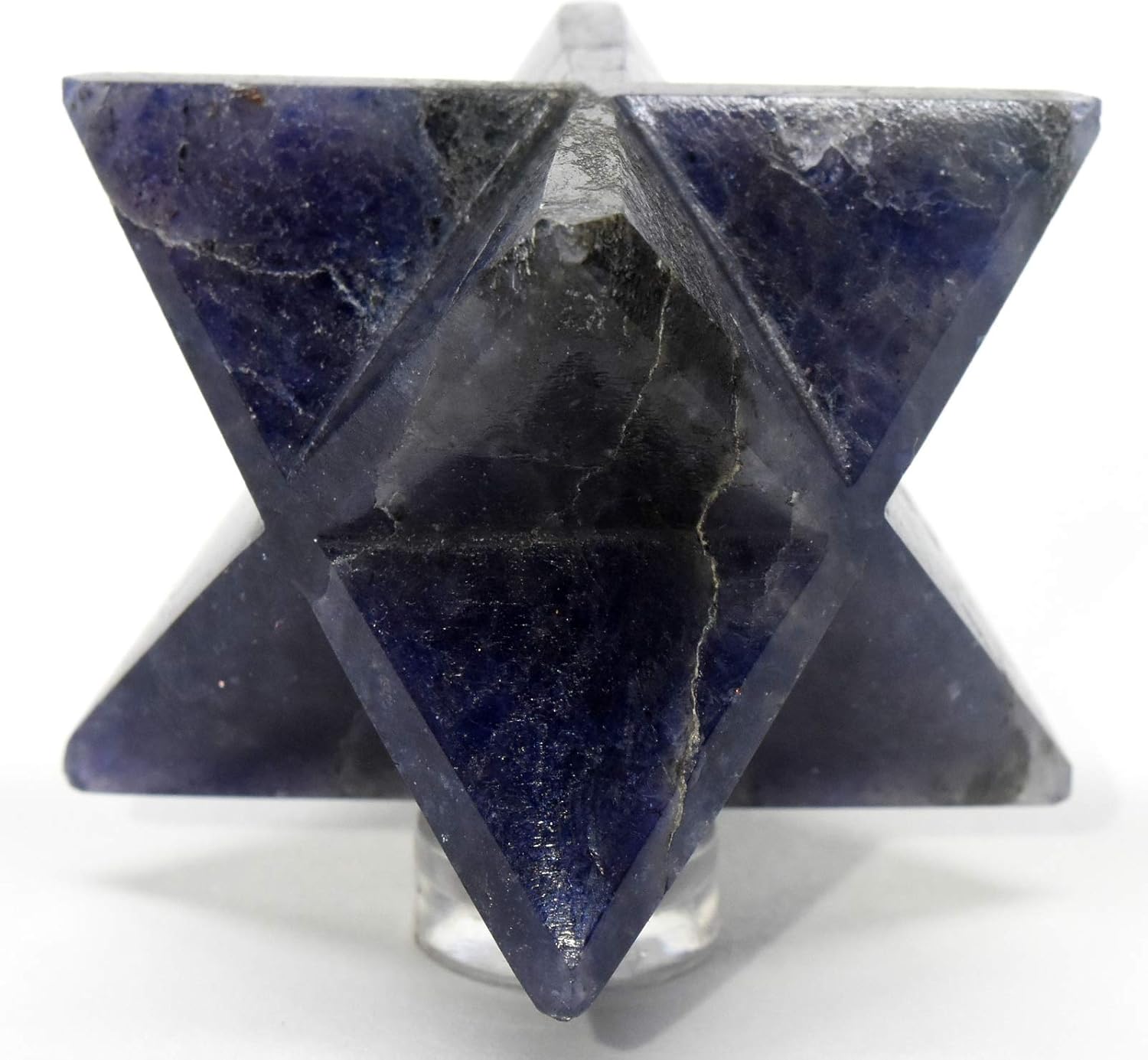 25 Inch Blue Iolite 8 Point Merkaba Star with Clear Quartz Cabochon