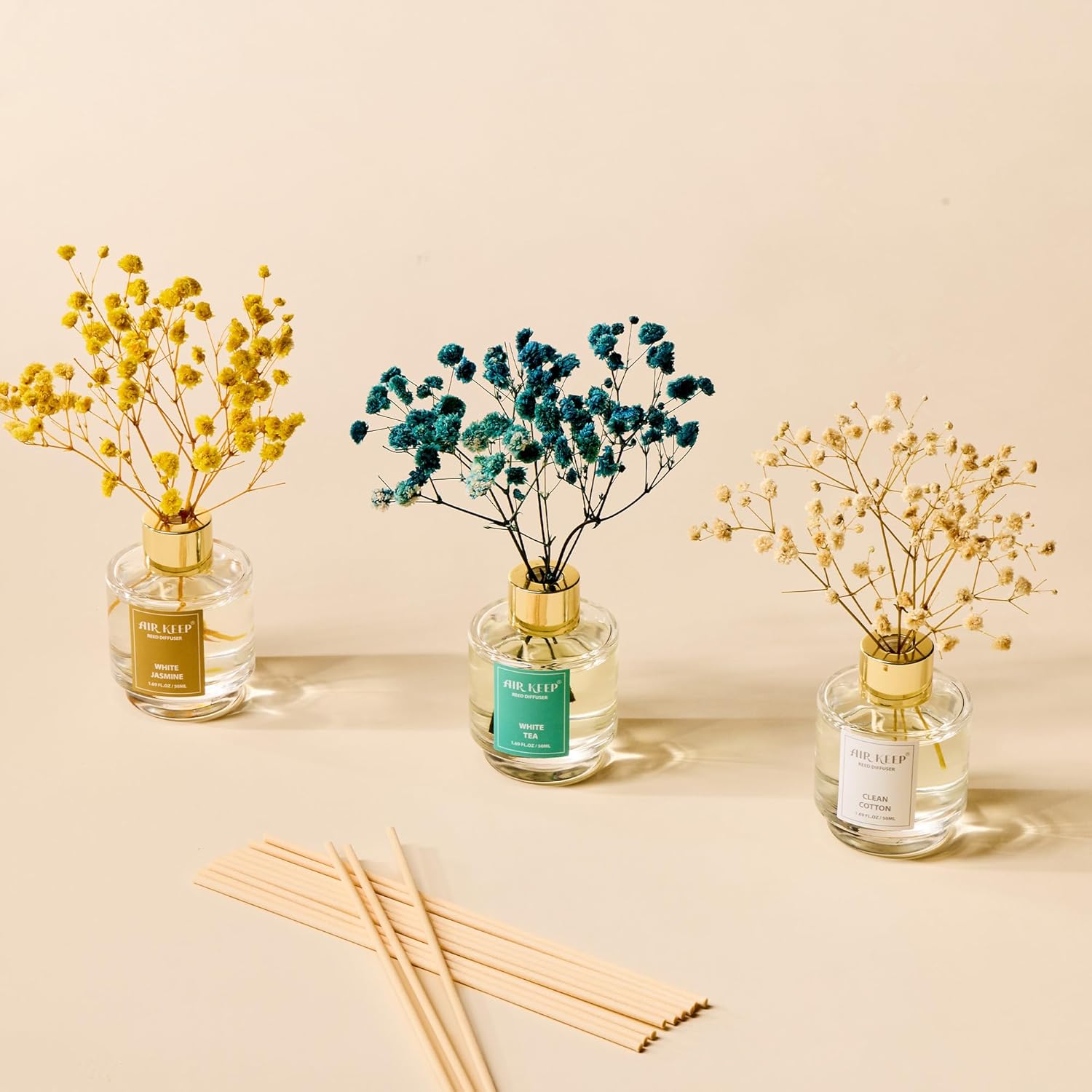 Airkeep Reed Diffuser Set of 3 for Home Aromatherapy