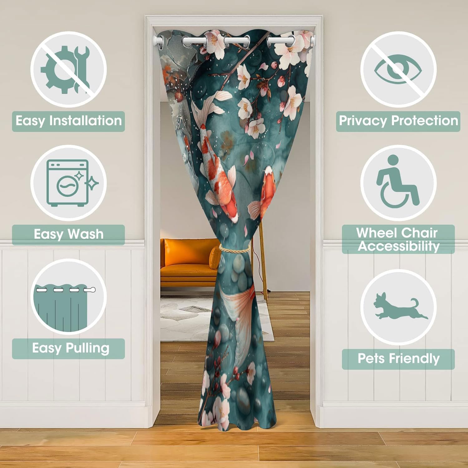 Koi Fish Door Curtains for Doorways