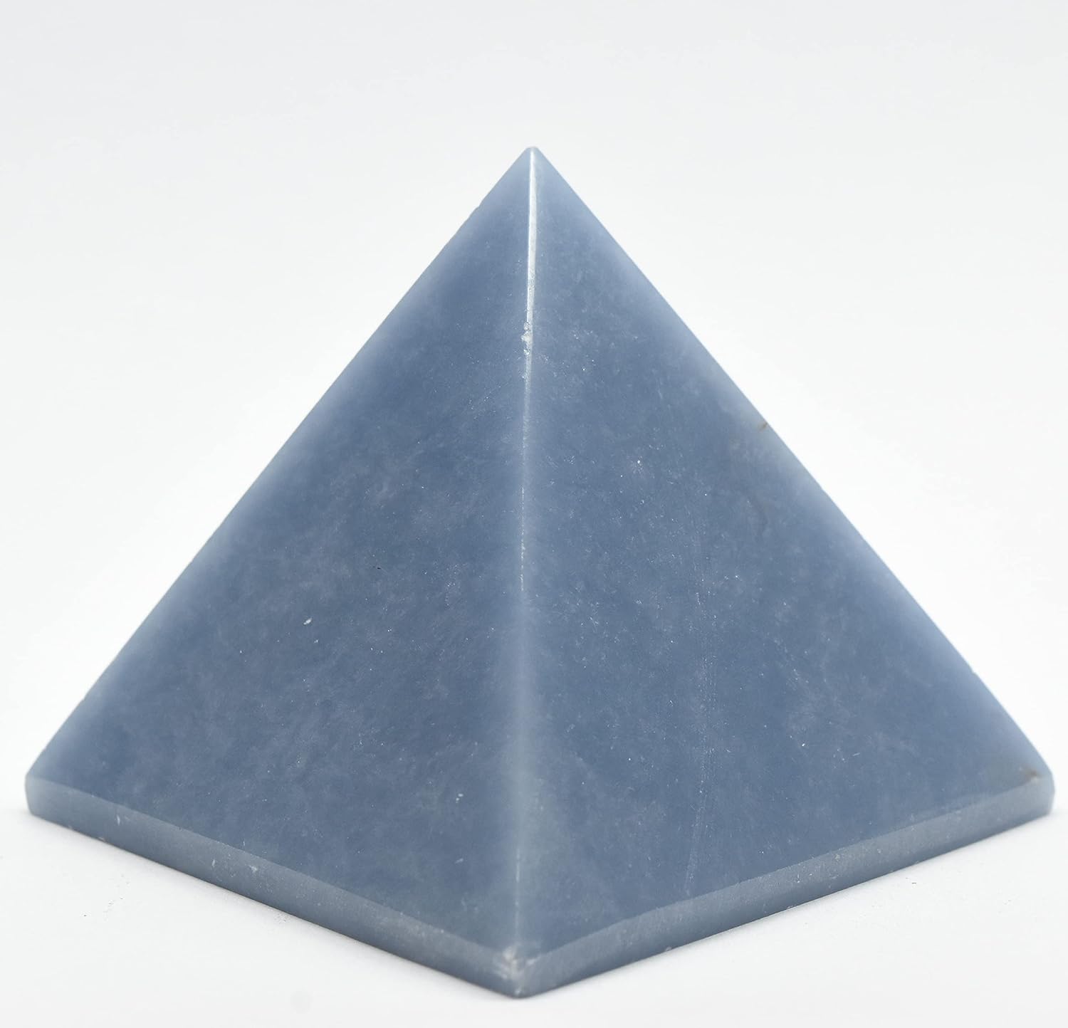 23 Inch Blue Angelite Pyramid with Clear Quartz Cabochon
