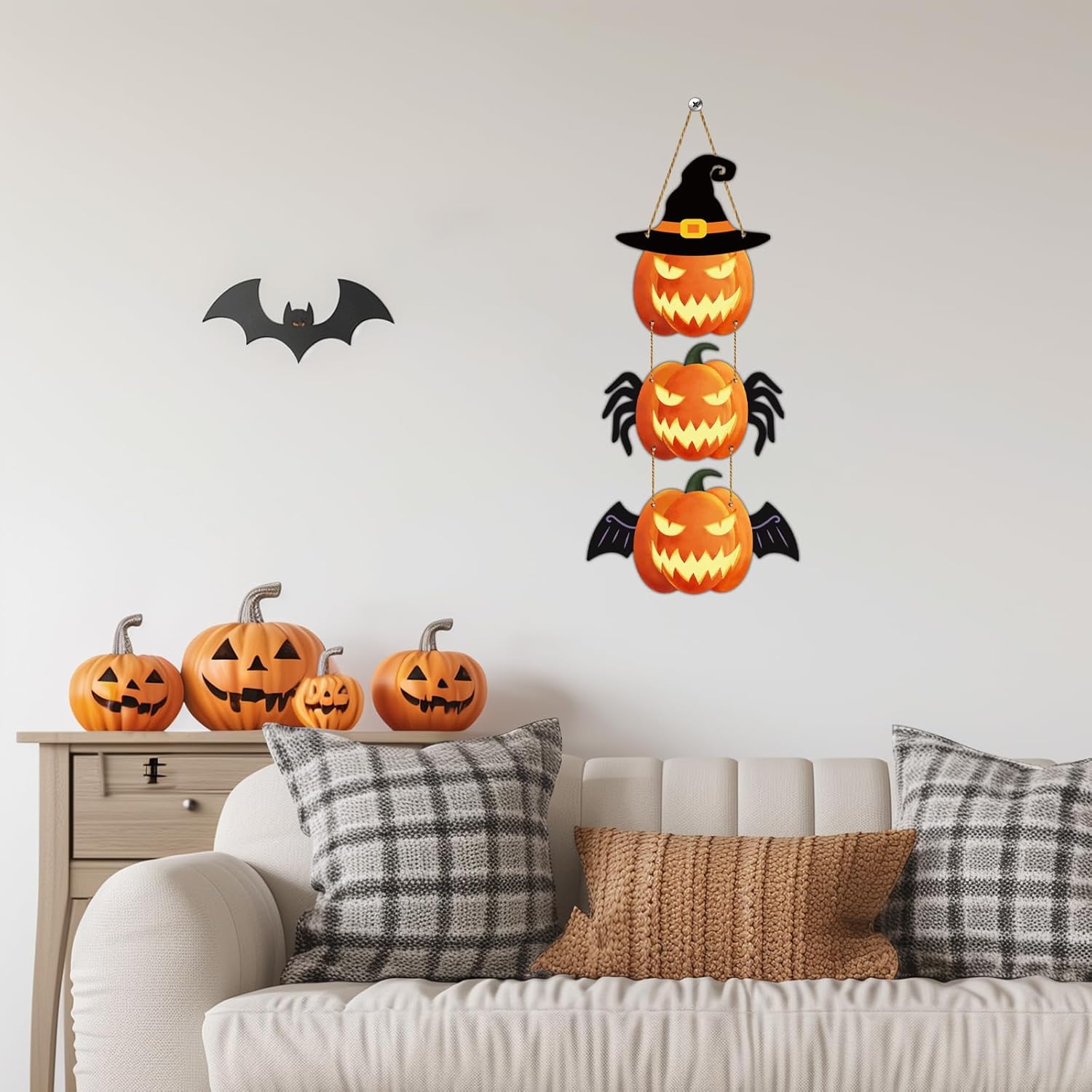 Halloween Door Wreath Scary Pumpkin Wall Decor