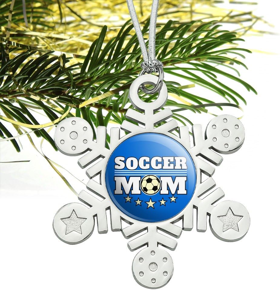 Soccer Mom Mother Sports Metal Snowflake Christmas Ornament