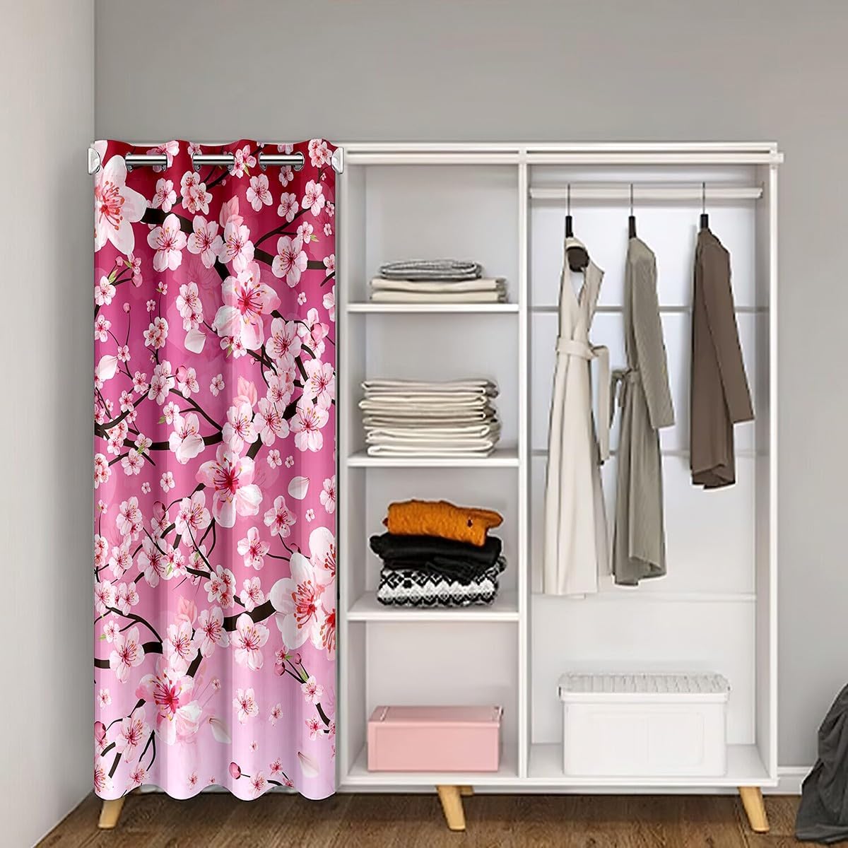 Jejeloiu Cherry Blossoms Room Darkening Curtain 34x80