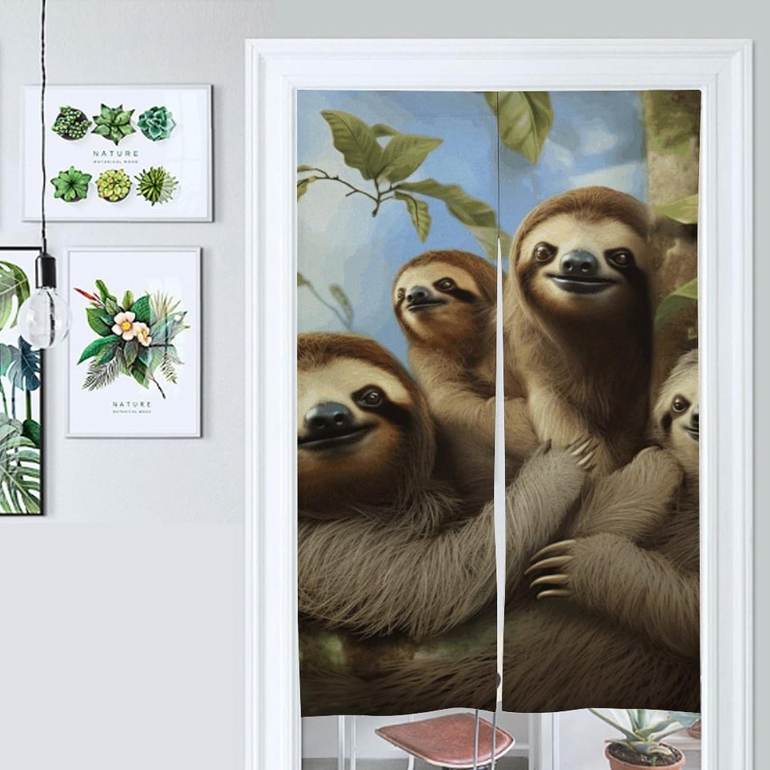 Sloth Family Door Cover Curtain 57x17 Inches