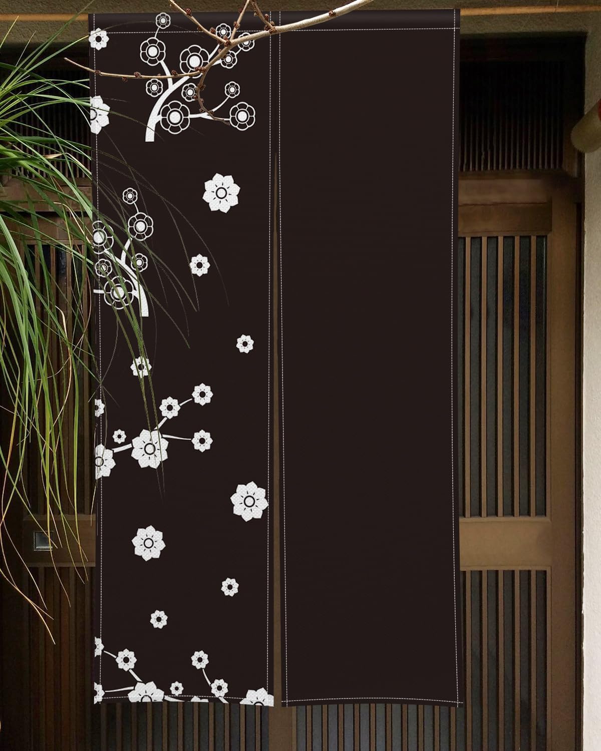 Japanese Noren Door Curtain with Cartoon Flower Pattern