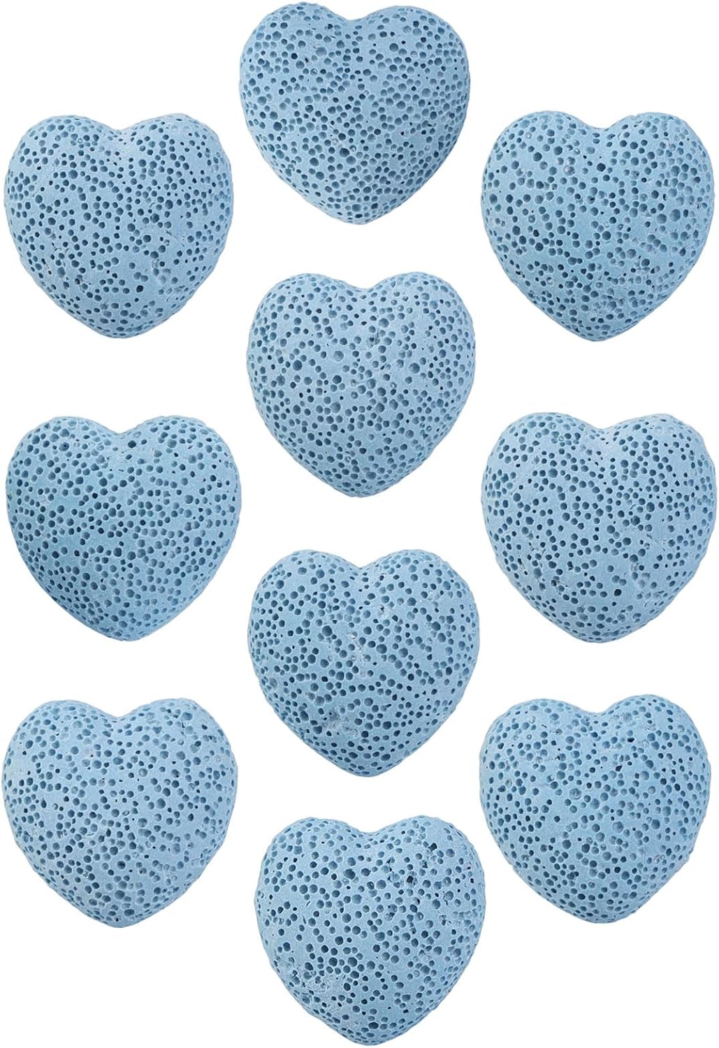 SUNYIK Lava Rock Puffy Heart Stones Pack of 10 Blue