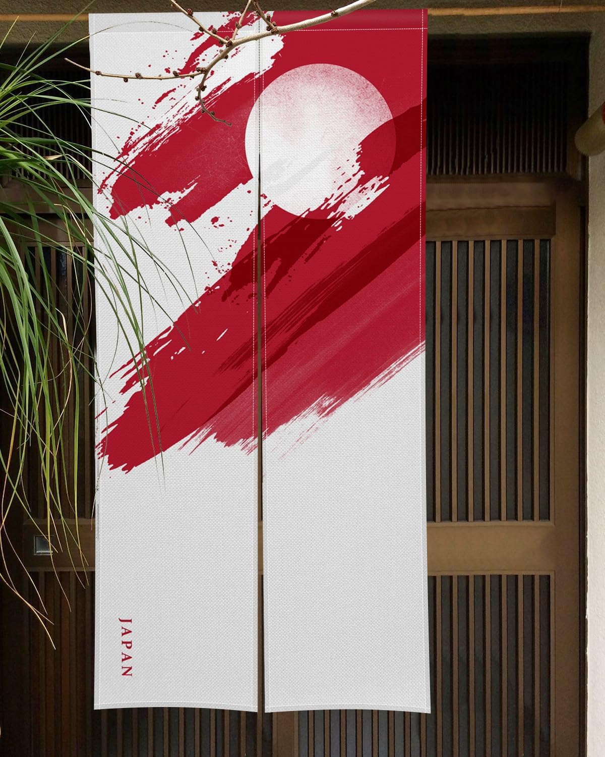 Japanese Noren Door Curtain with Red Painting 34 x 60