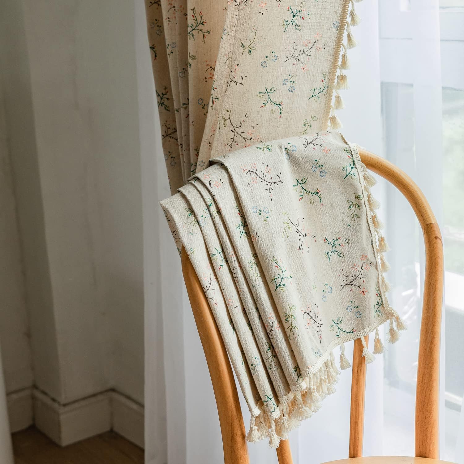 Floral Boho Curtains 59 x 87 Cotton Blend Panel