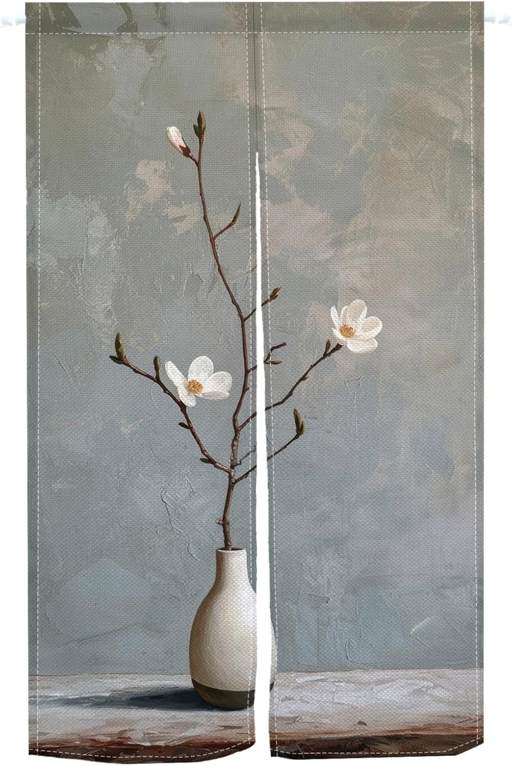 Leowefowa Flower Pattern Japanese Noren Door Curtain