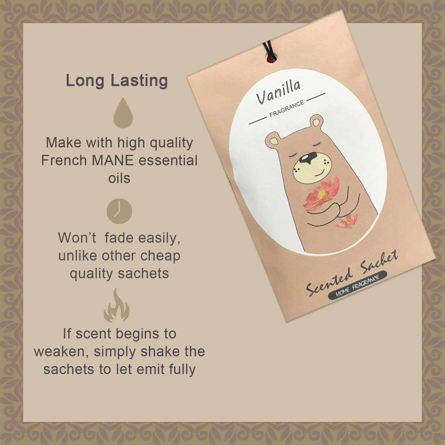 14 Packs Vanilla Scented Sachets Gift Box