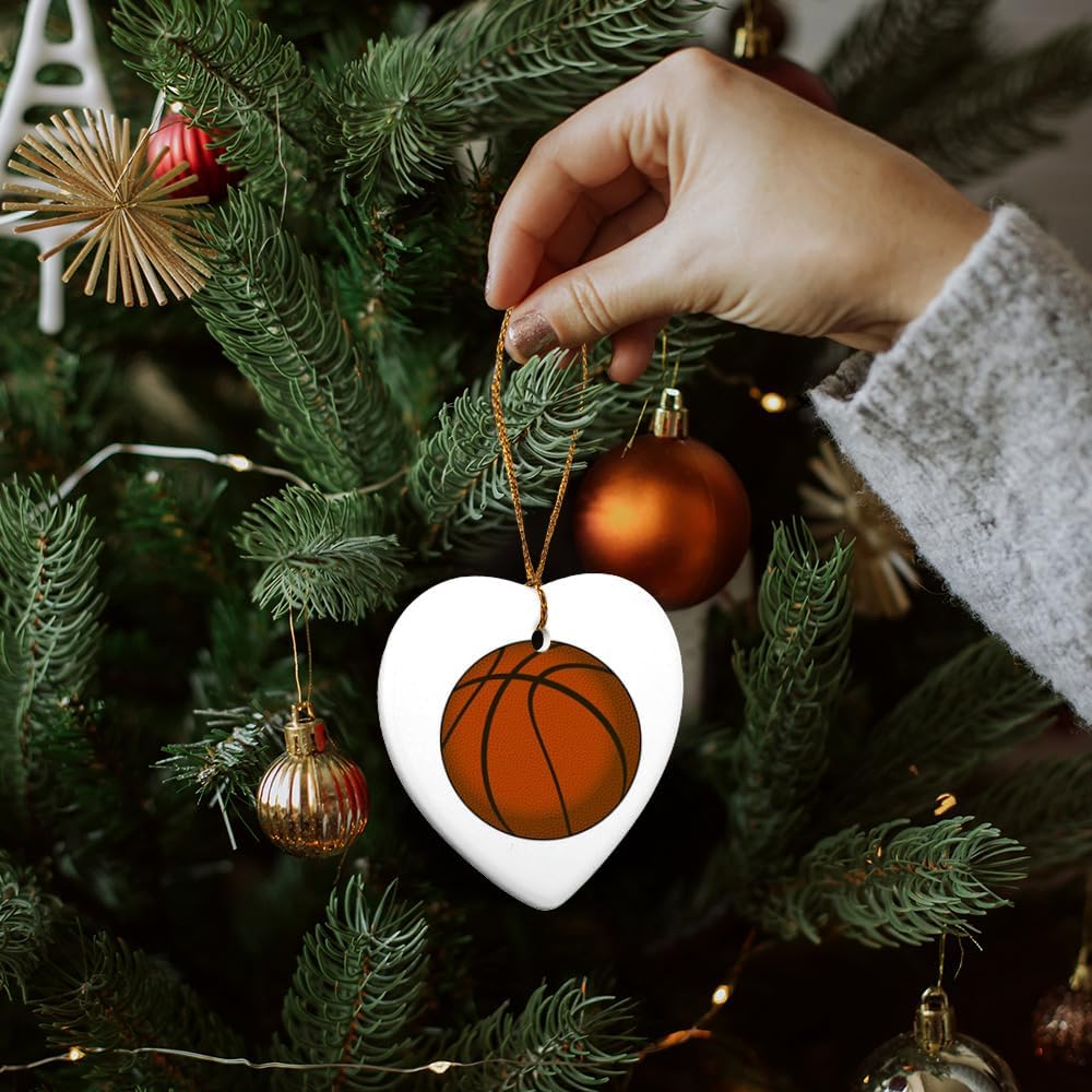 Graphics More Basketball Heart-Shaped Porcelain Christmas Ornament