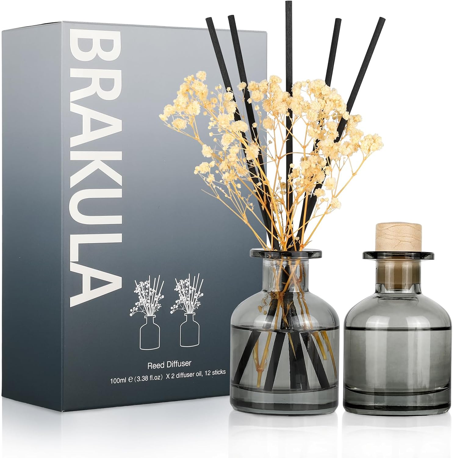 Brakula 2 Pack Reed Diffuser with 12 Sticks