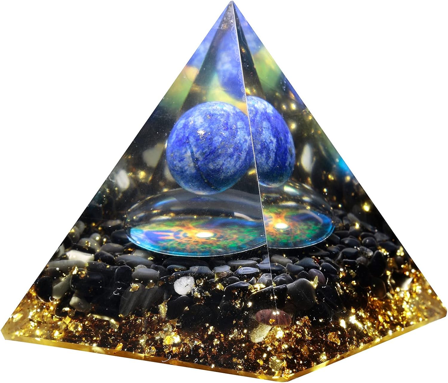 SUNYIK Crystal Orgone Pyramid with Sphere Ball