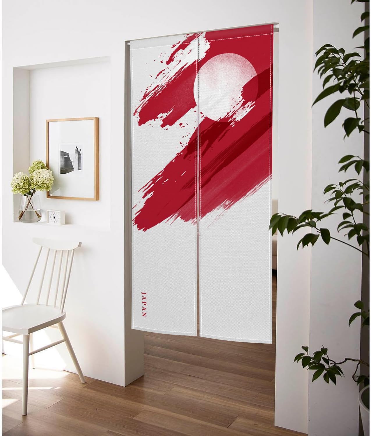 Japanese Noren Door Curtain with Red Painting 34 x 60