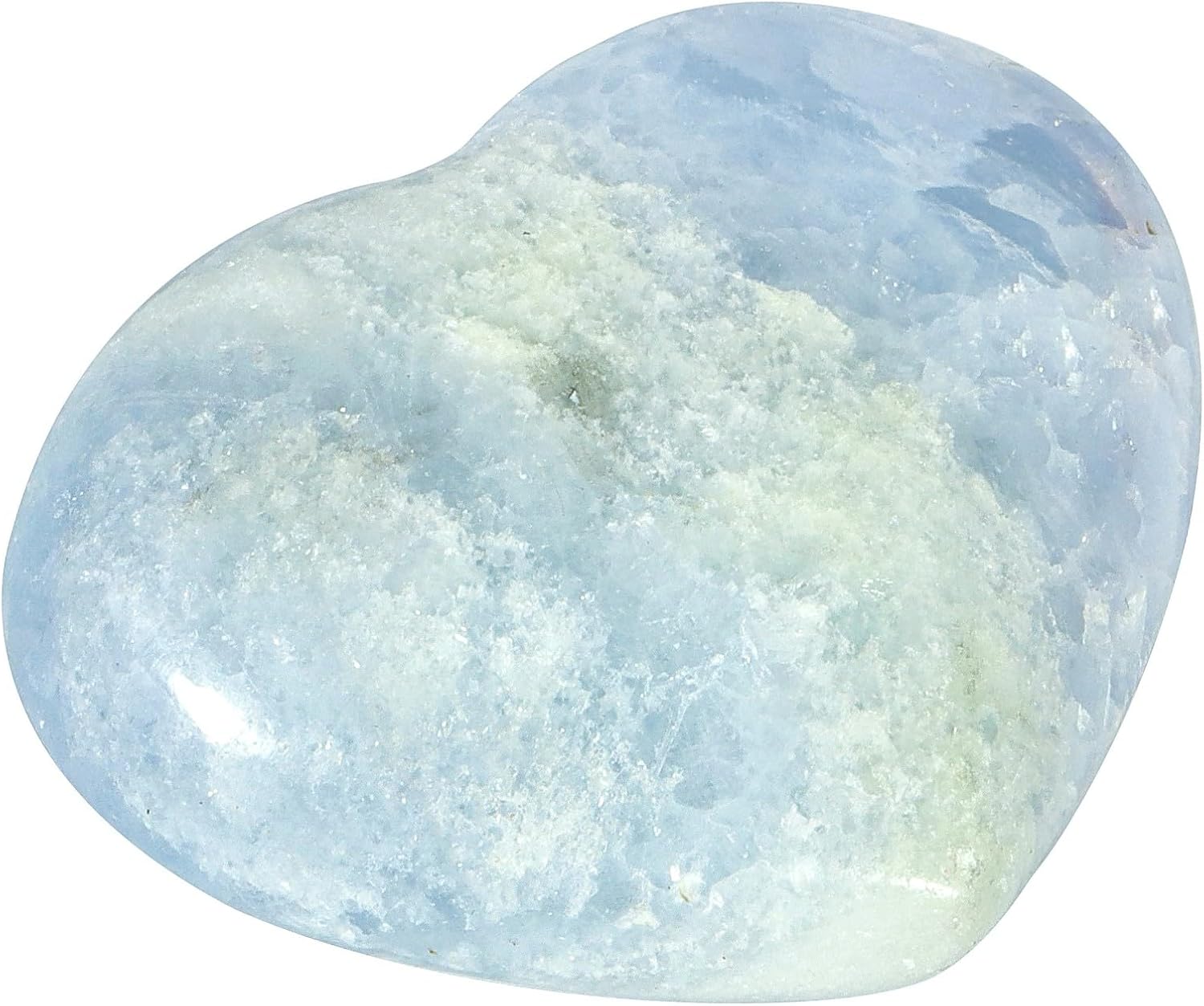 SUNYIK Natural Blue Celestite Worry Stone Heart Shape 50-60mm