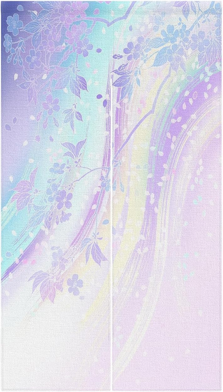 Leowefowa Cherry Blossom Double Sided Curtain for Doors and Windows
