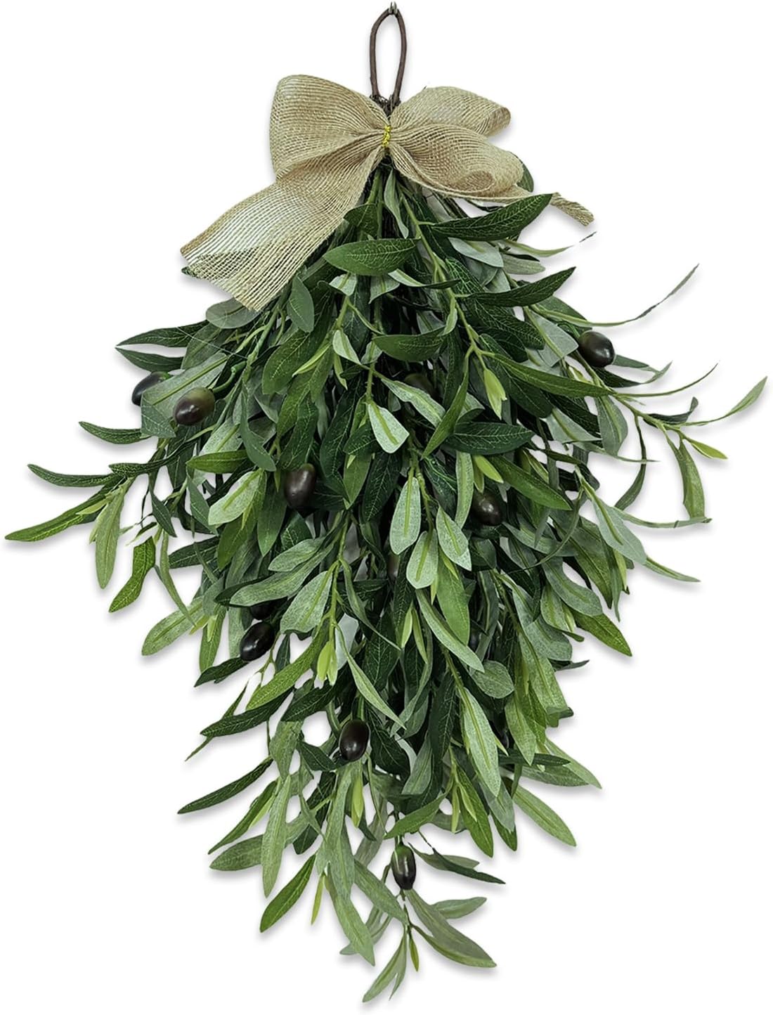 24 Inch Artificial Teardrop Olive Wreath Pendant
