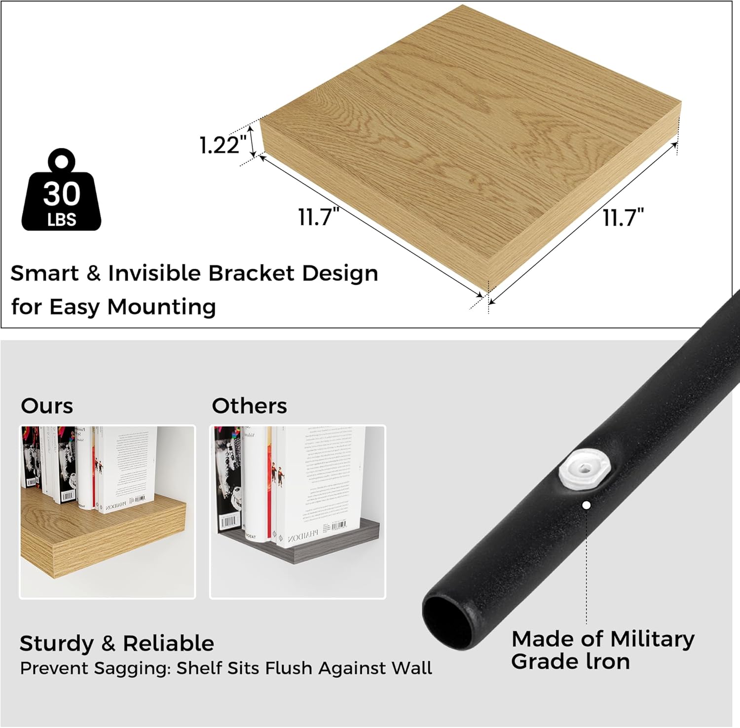 Venusmiles Square Floating Shelves 3 Pack