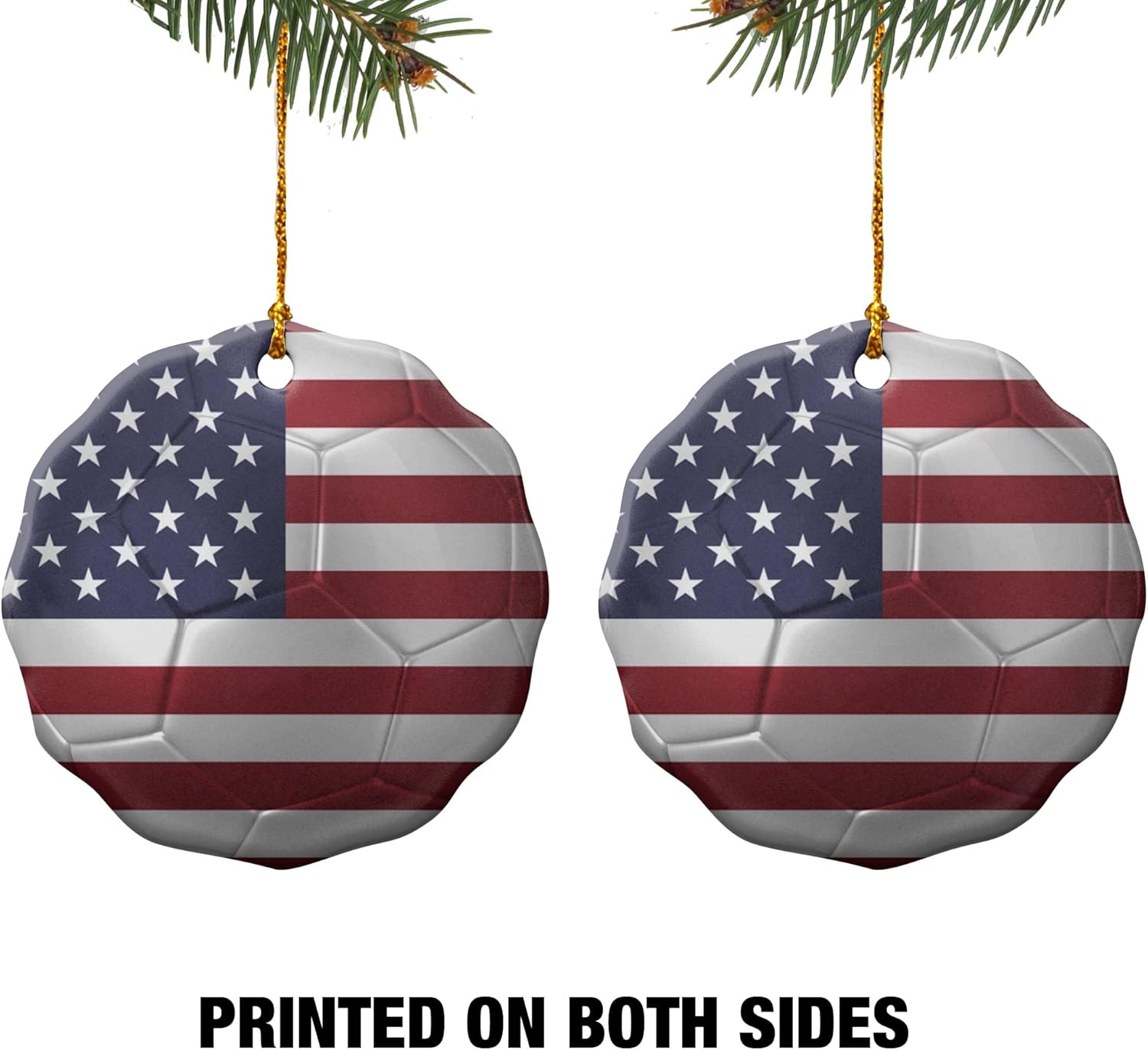 GRAPHICS MORE USA Flag Soccer Ball Porcelain Ornament