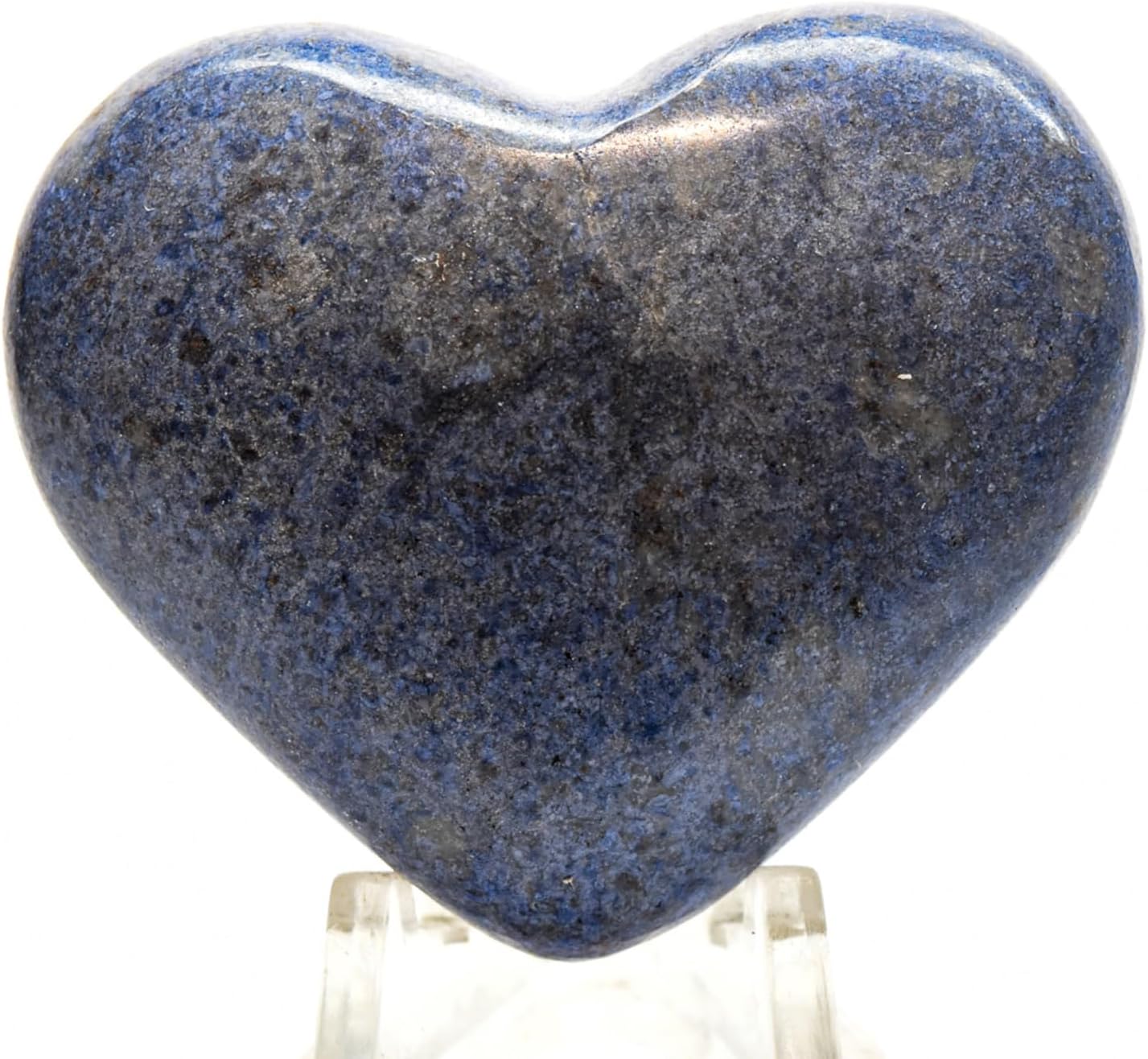 52mm Blue Dumortierite Carved Heart with Quartz Inclusions