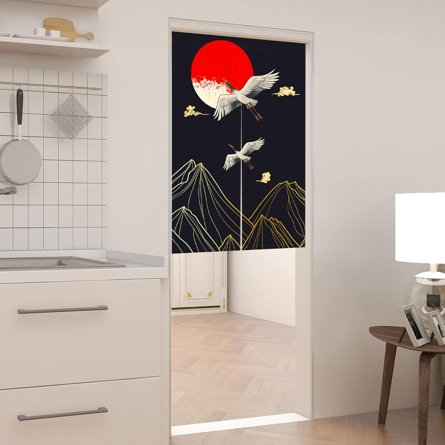 LIGICKY Japanese Style Cranes Door Curtain