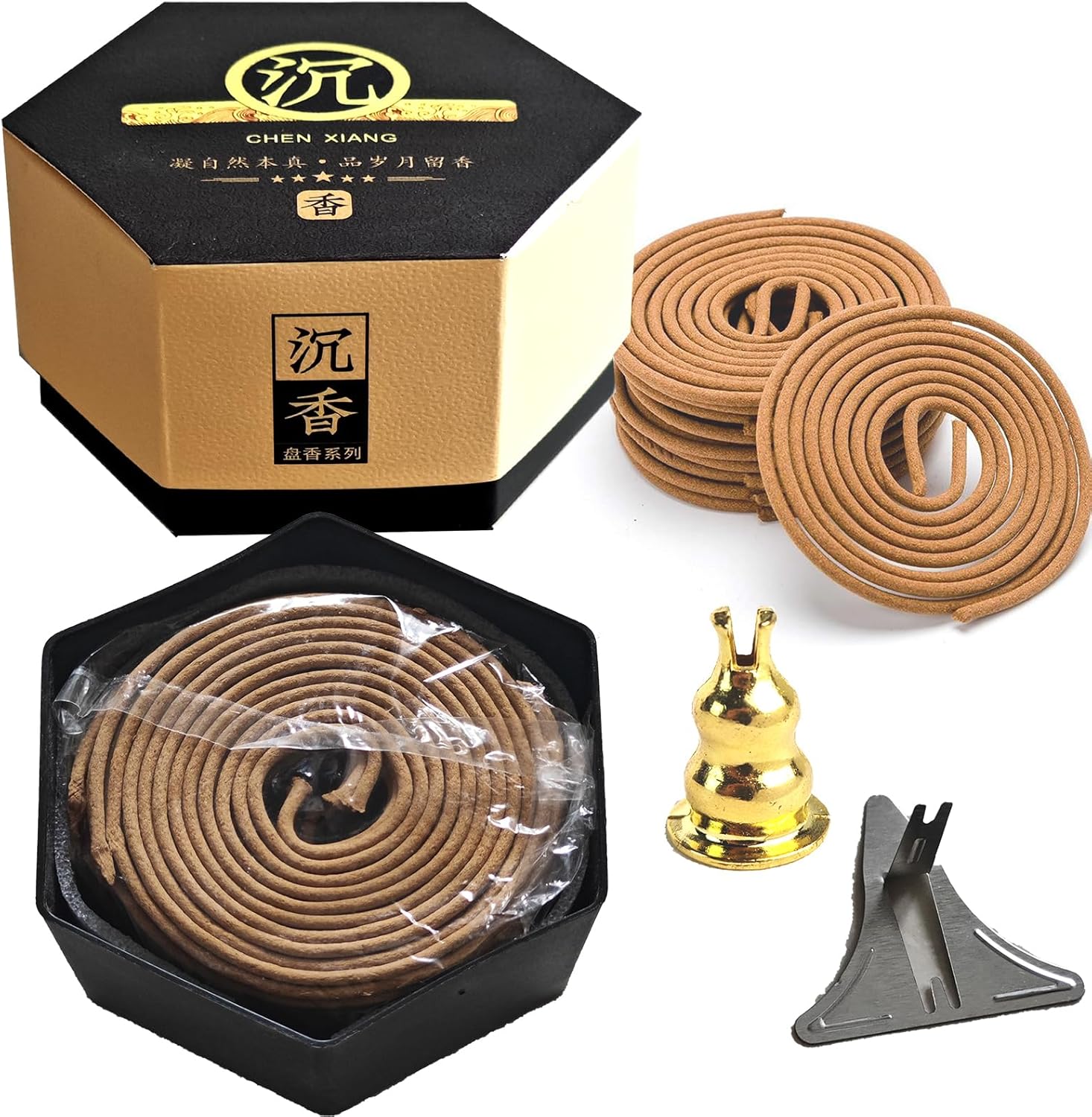 Agarwood Incense Coils 40 PCS with Spiral Holder Burner