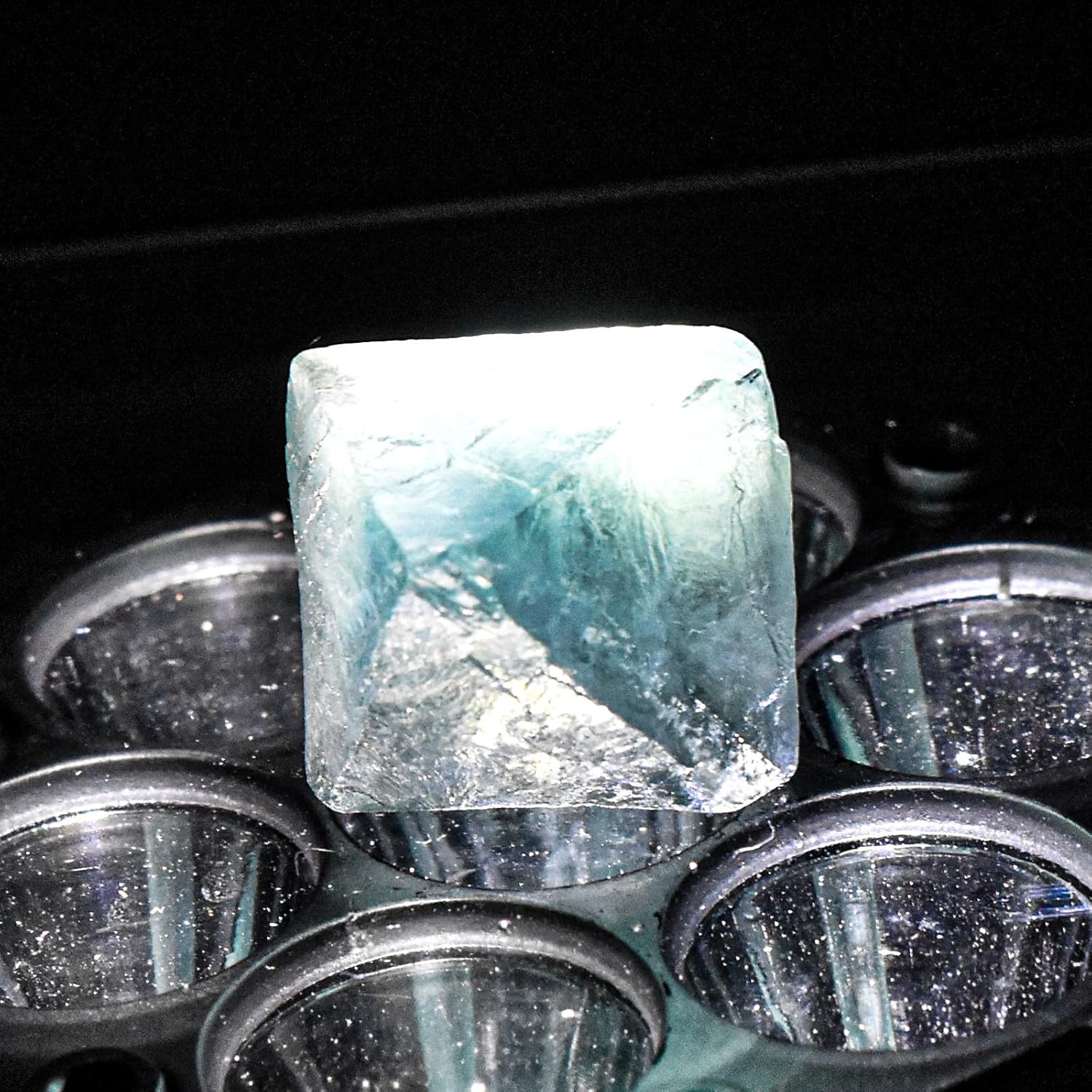 21mm Sky Blue Fluorite Octahedron Rough Crystal Gemstone