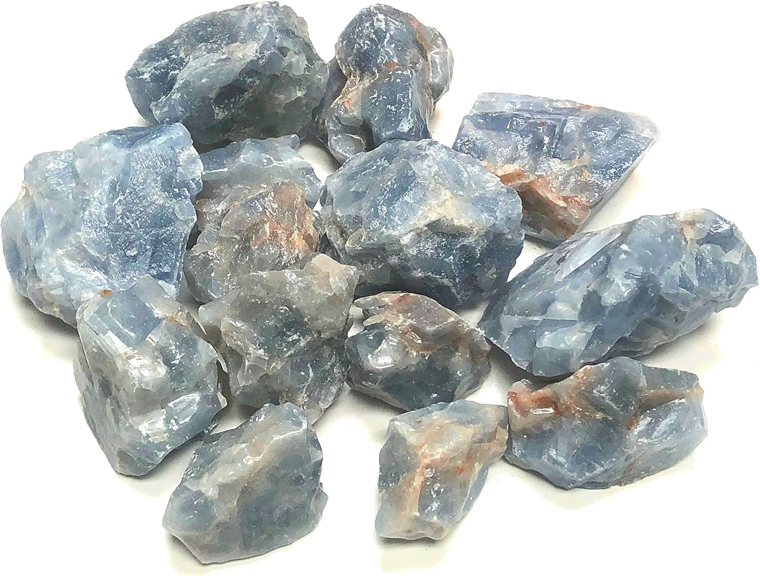 Rough Blue Calcite Stones - 1 Inch in Velvet Bag 1 Pound