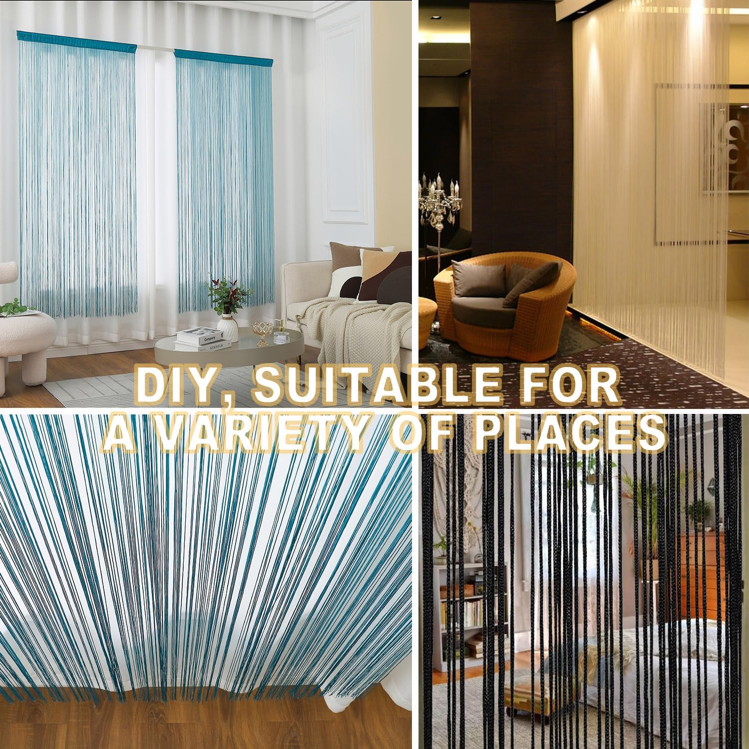 YIIBAII Door String Curtains Black 39x110