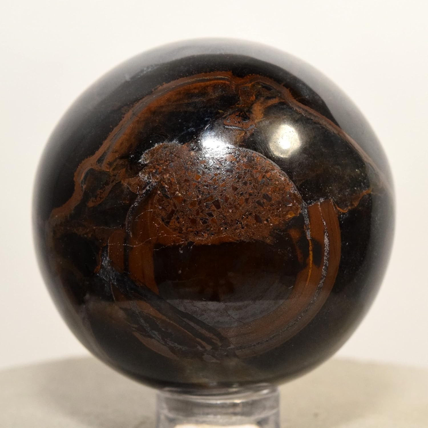 46mm Blue Yellow Tiger Eye Crystal Sphere with Stand