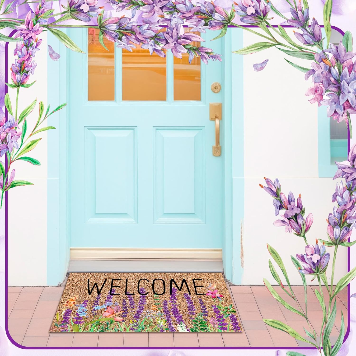 Ceenna Natural Coir Door Mat 16x28 Inches Butterfly Design