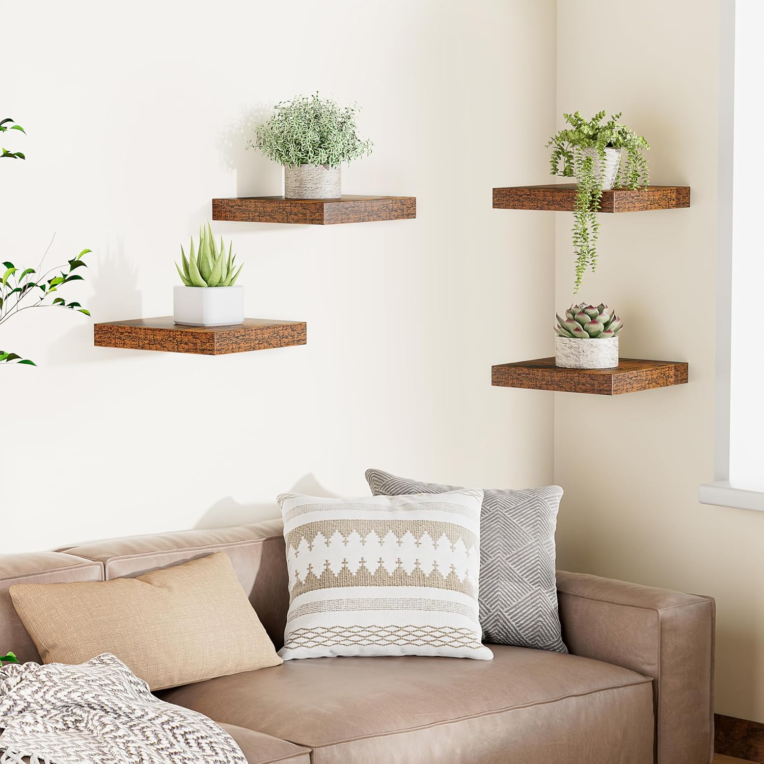 Olakee Corner Floating Shelf Set of 4 Carbonized Black