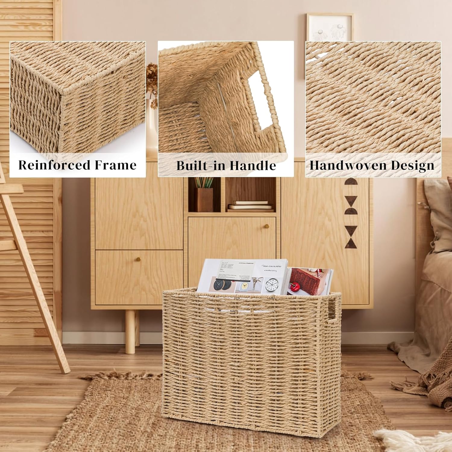 Nagpew Woven Magazine Holder with Handles