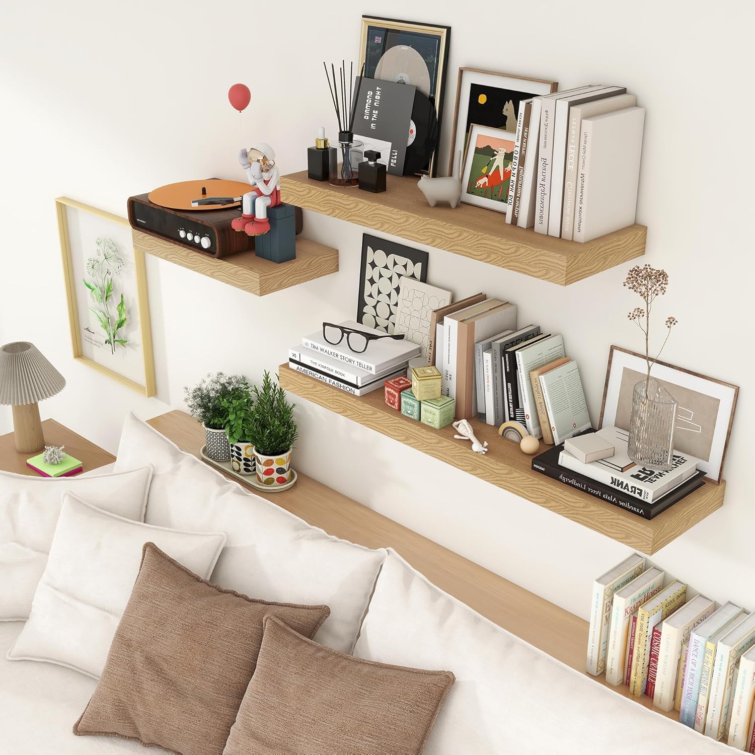 24 Inch Deep Rustic Floating Shelves Set of 2