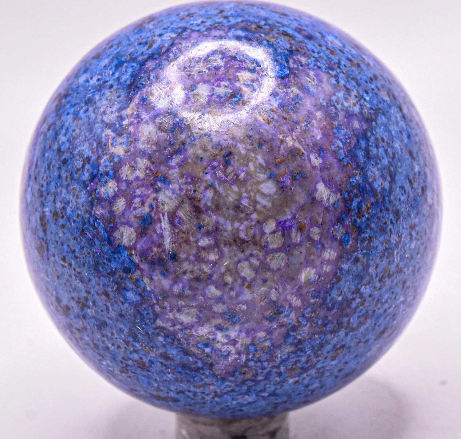 22 Inch Dumortierite Quartz Polished Gemstone Ball - Peru with Stand