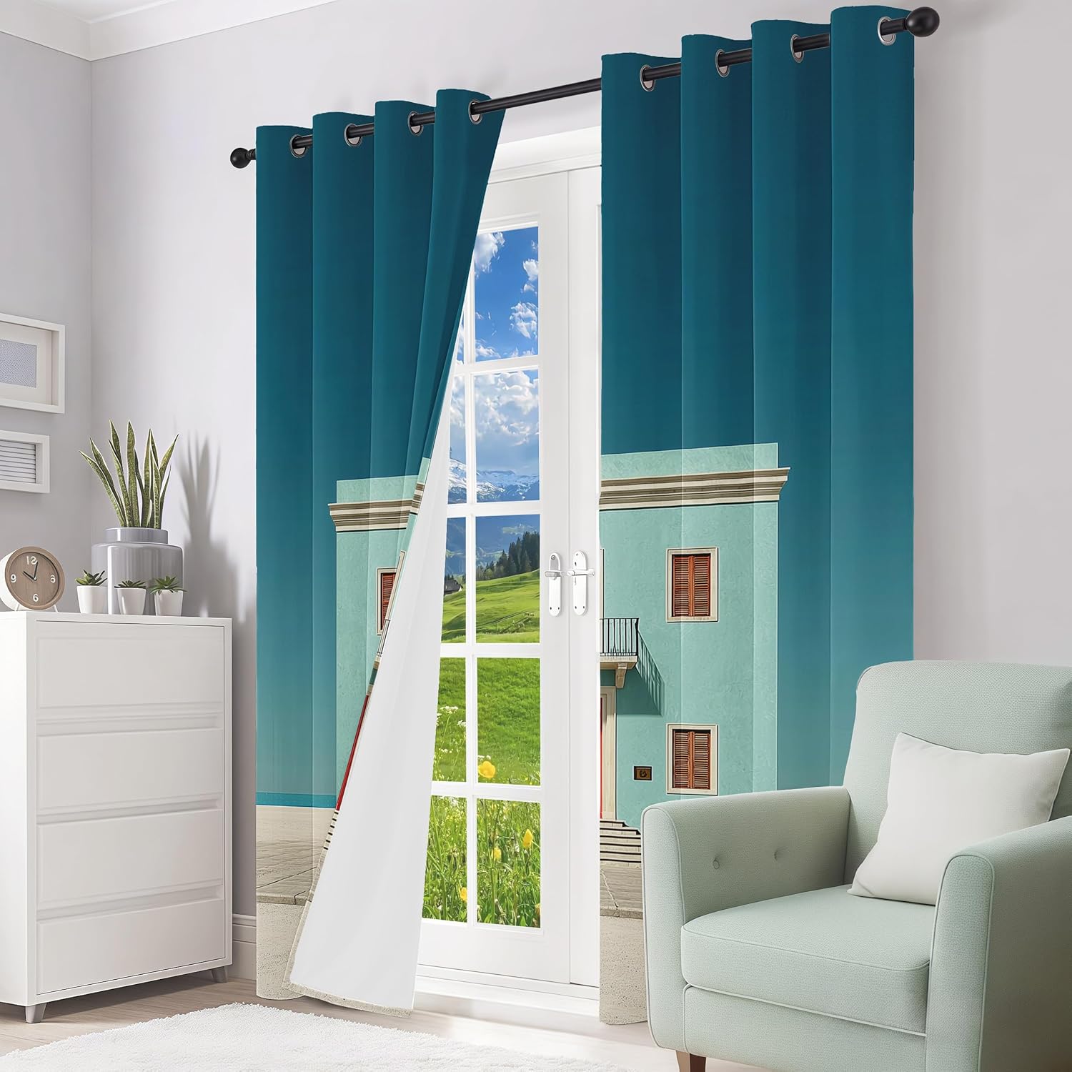 European Doorway Curtains 108 Inches Long 2 Panels Set