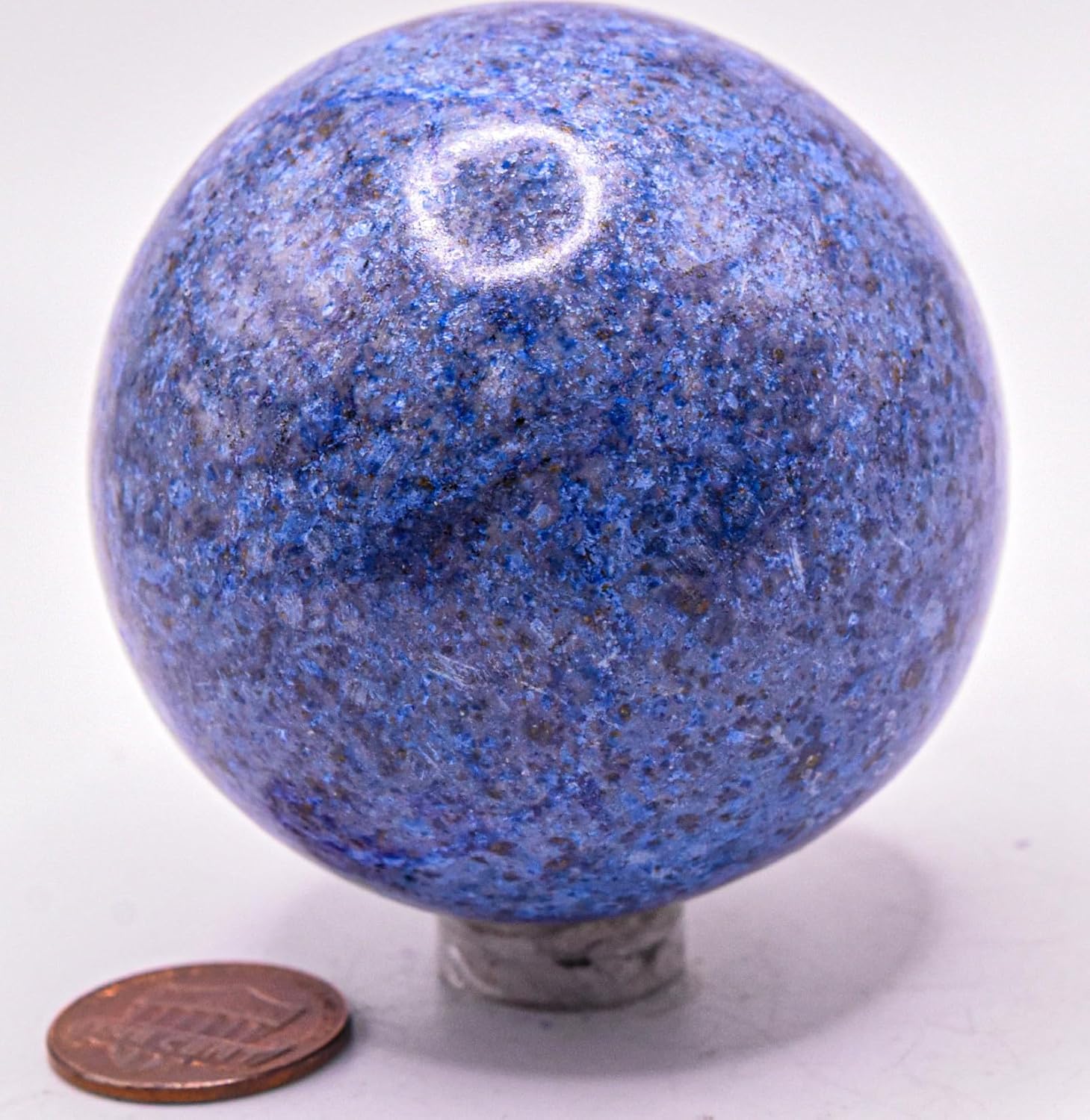 22 Inch Dumortierite Quartz Polished Gemstone Ball - Peru with Stand