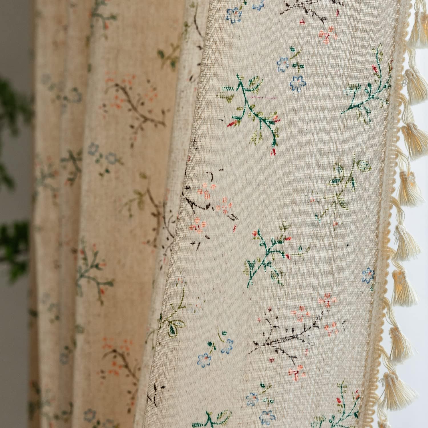 Floral Boho Curtains 59 x 87 Cotton Blend Panel