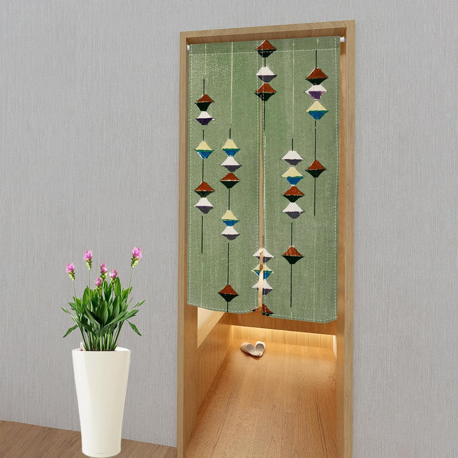 Leowefowa Noren Green Door Curtain 34x60 Inch Panel