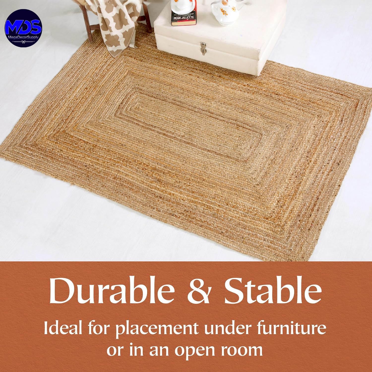MDS Handwoven Braided Jute Area Rug 3x5 Feet