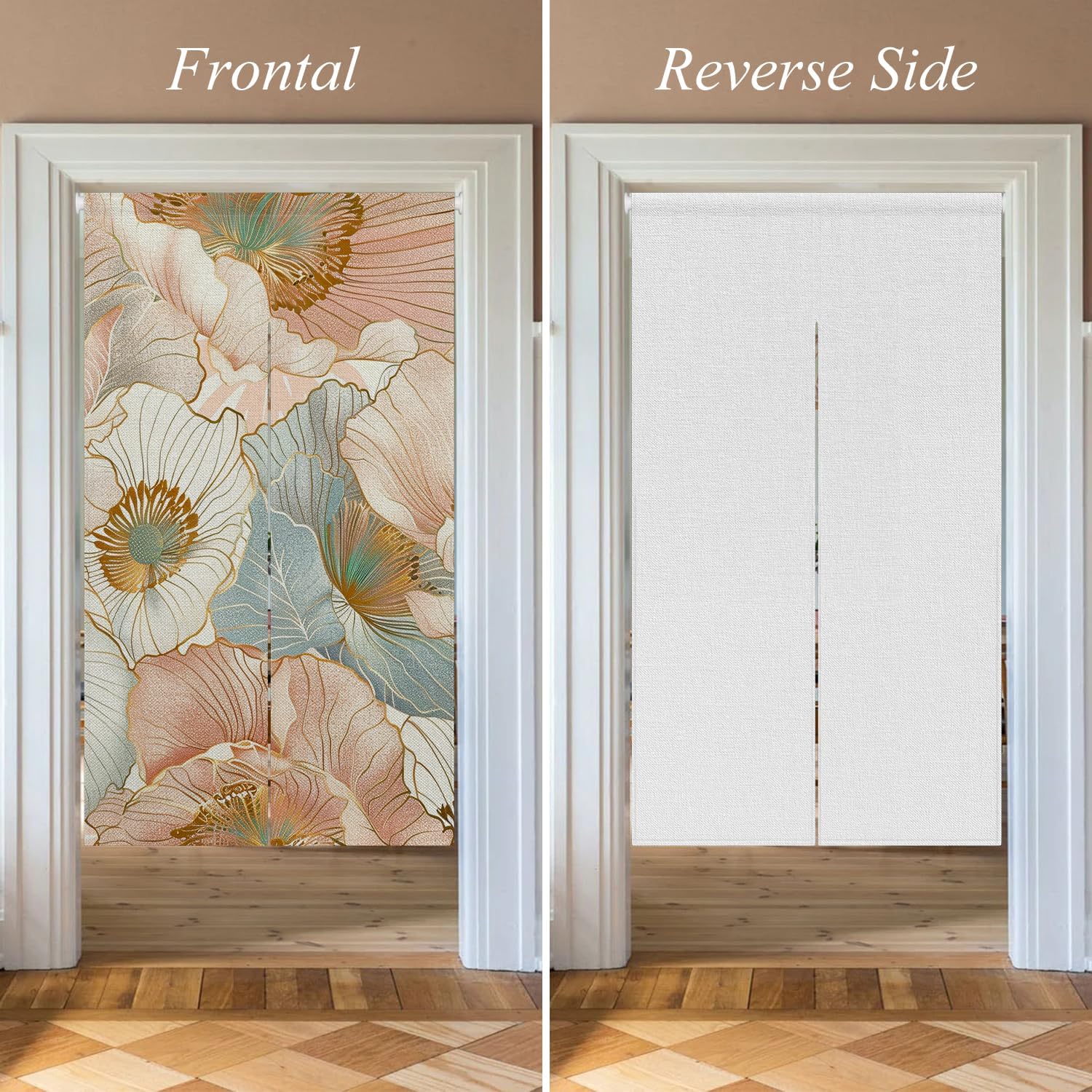 Boho Style Flowers Pattern Doorway Curtain Panel