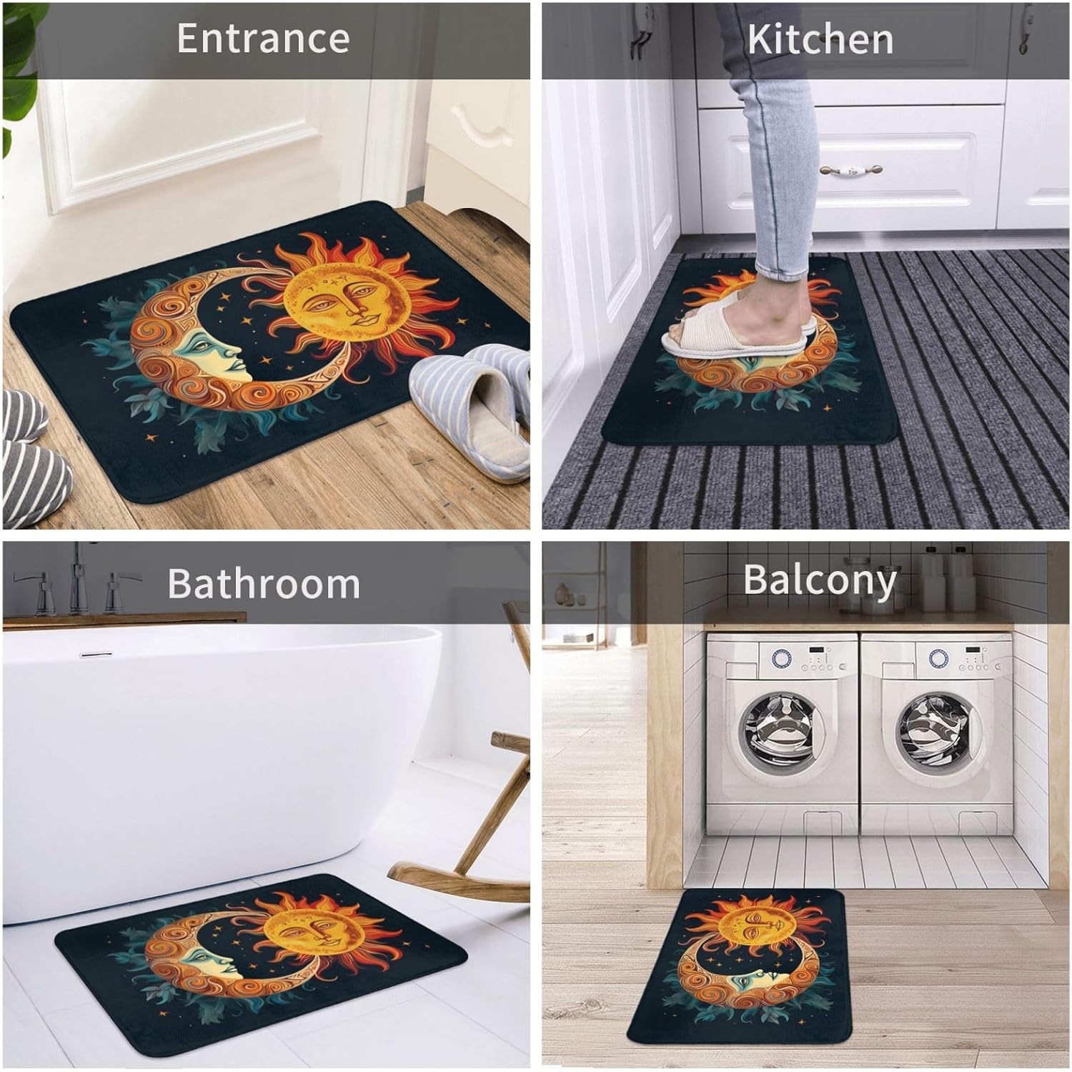 Stars and Sun Moon Welcome Door Mat 16x24in