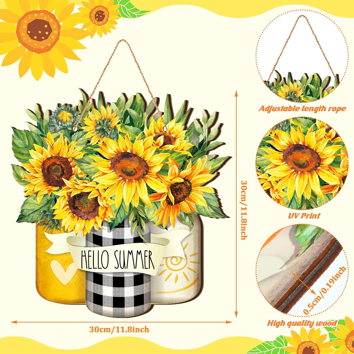 Karenhi Sunflower Welcome Summer Decor Sign