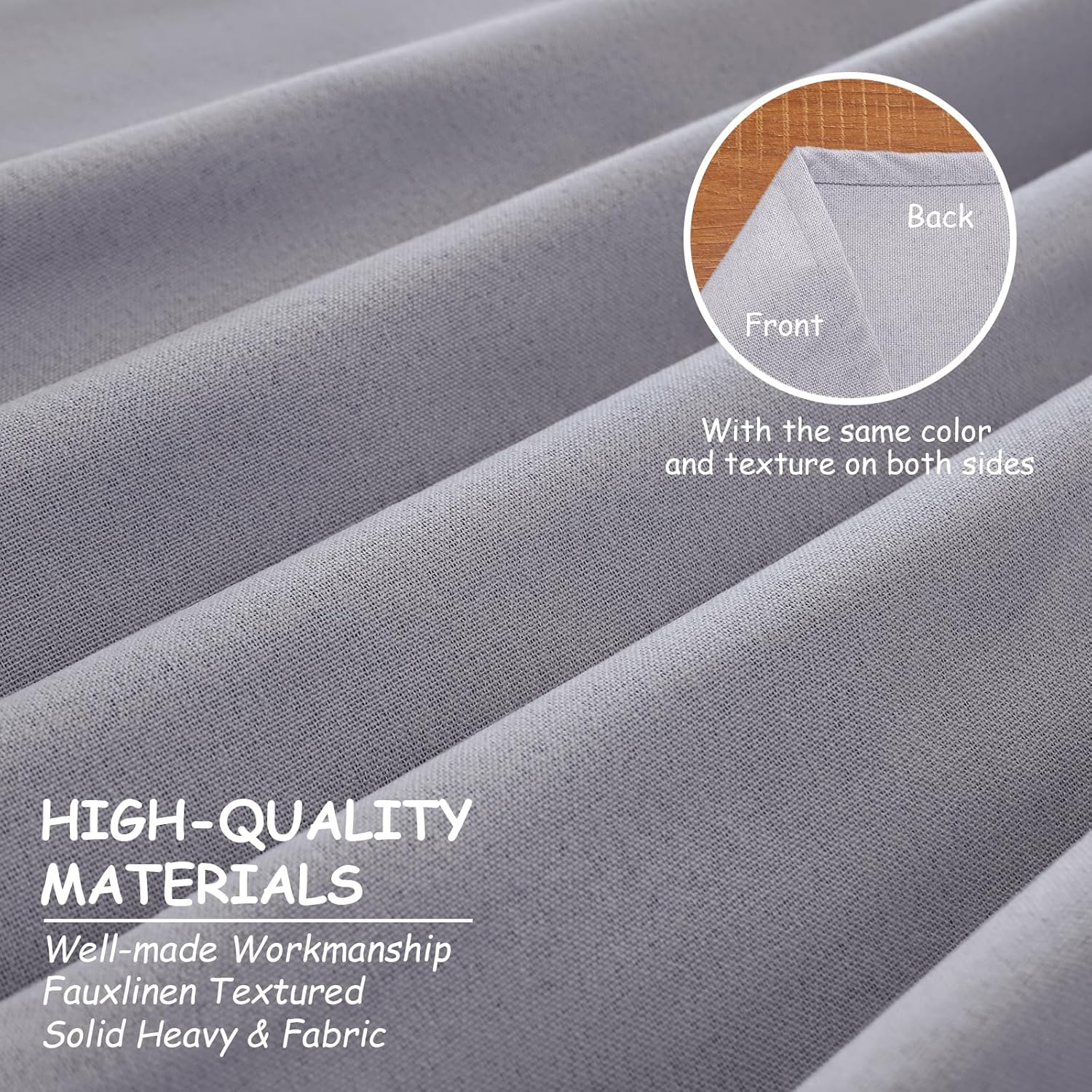 Light Grey Blackout Pinch Pleated Linen Curtains 2 Panels Set 90 Inches