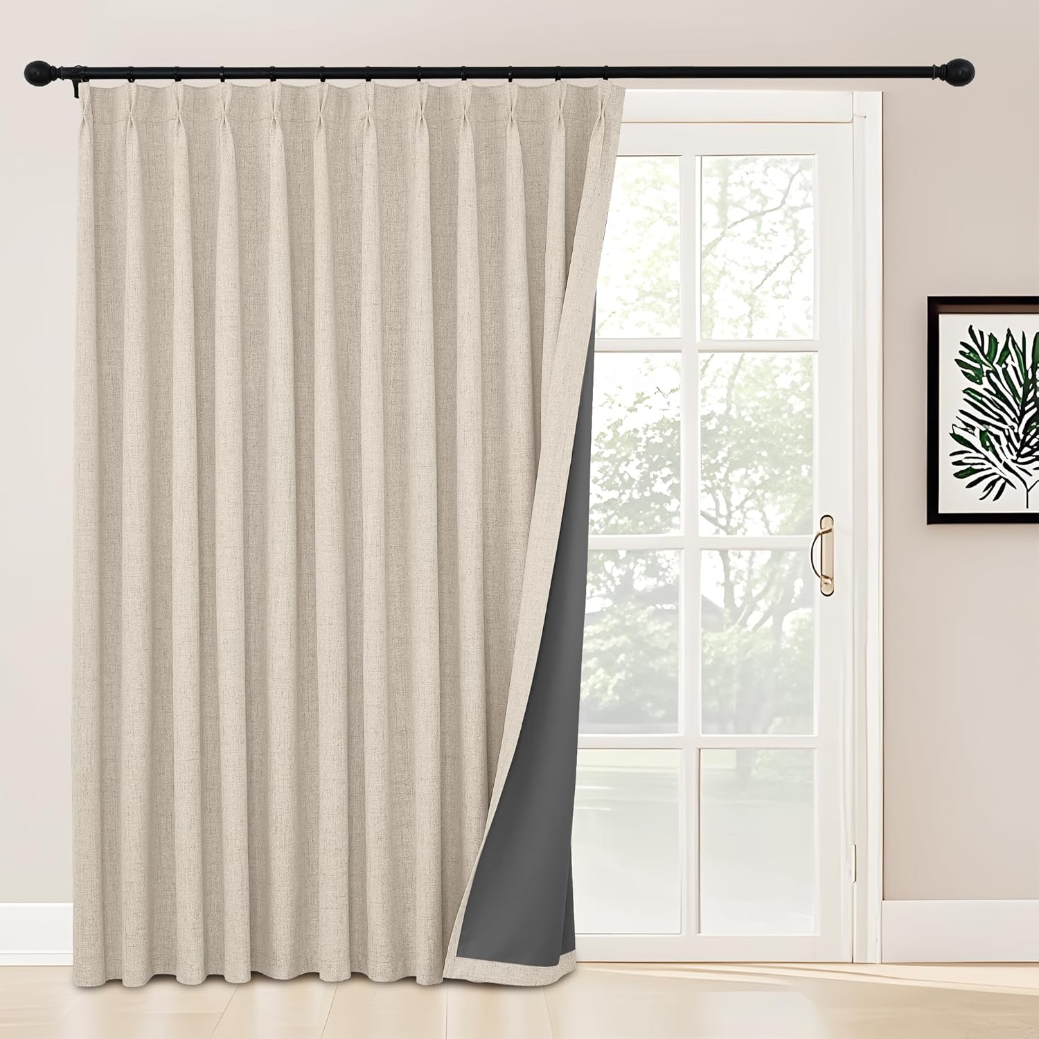 StangH Pinch Pleat Linen Curtains 1 Panel Blackout