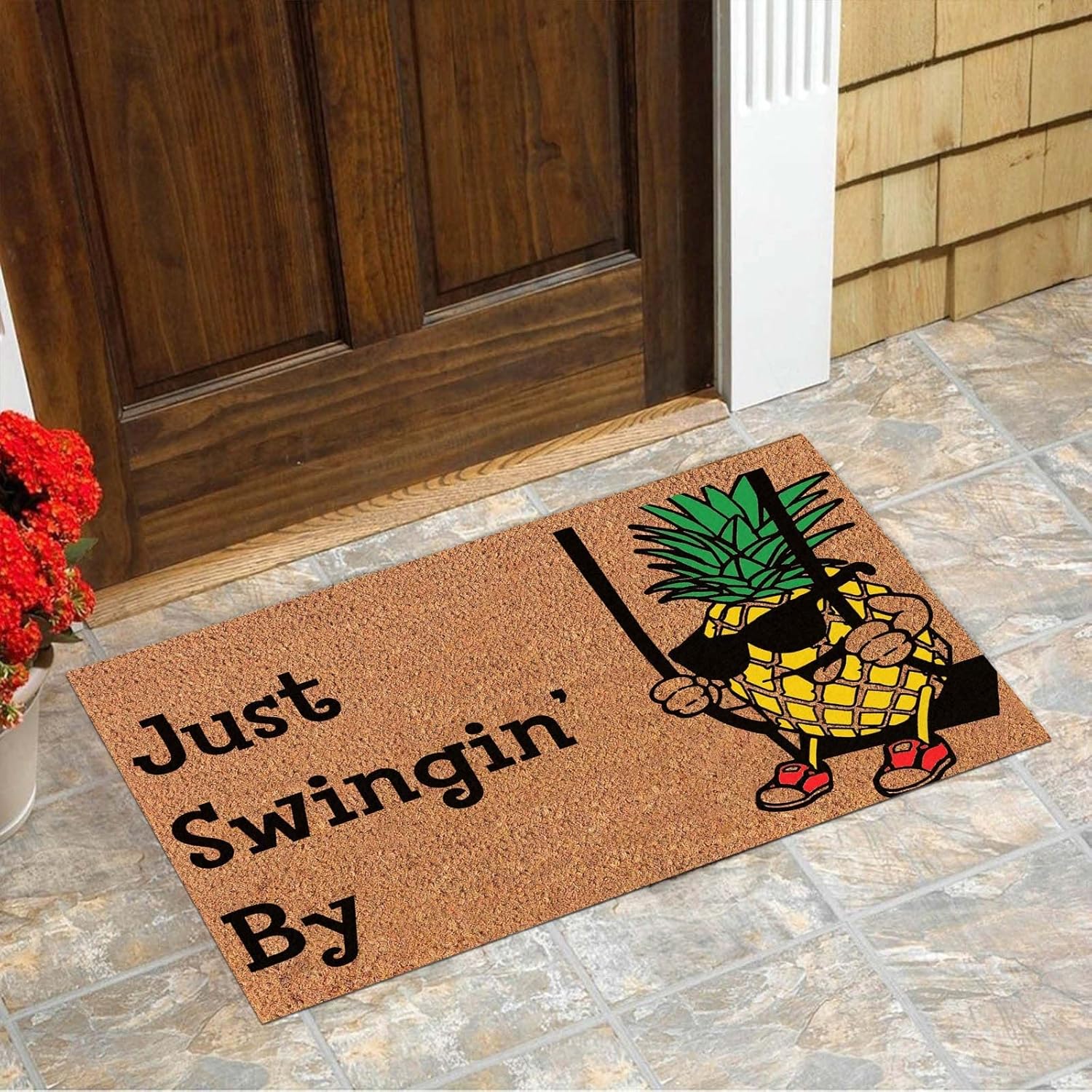 Fun Upside Down Pineapple Welcome Doormat