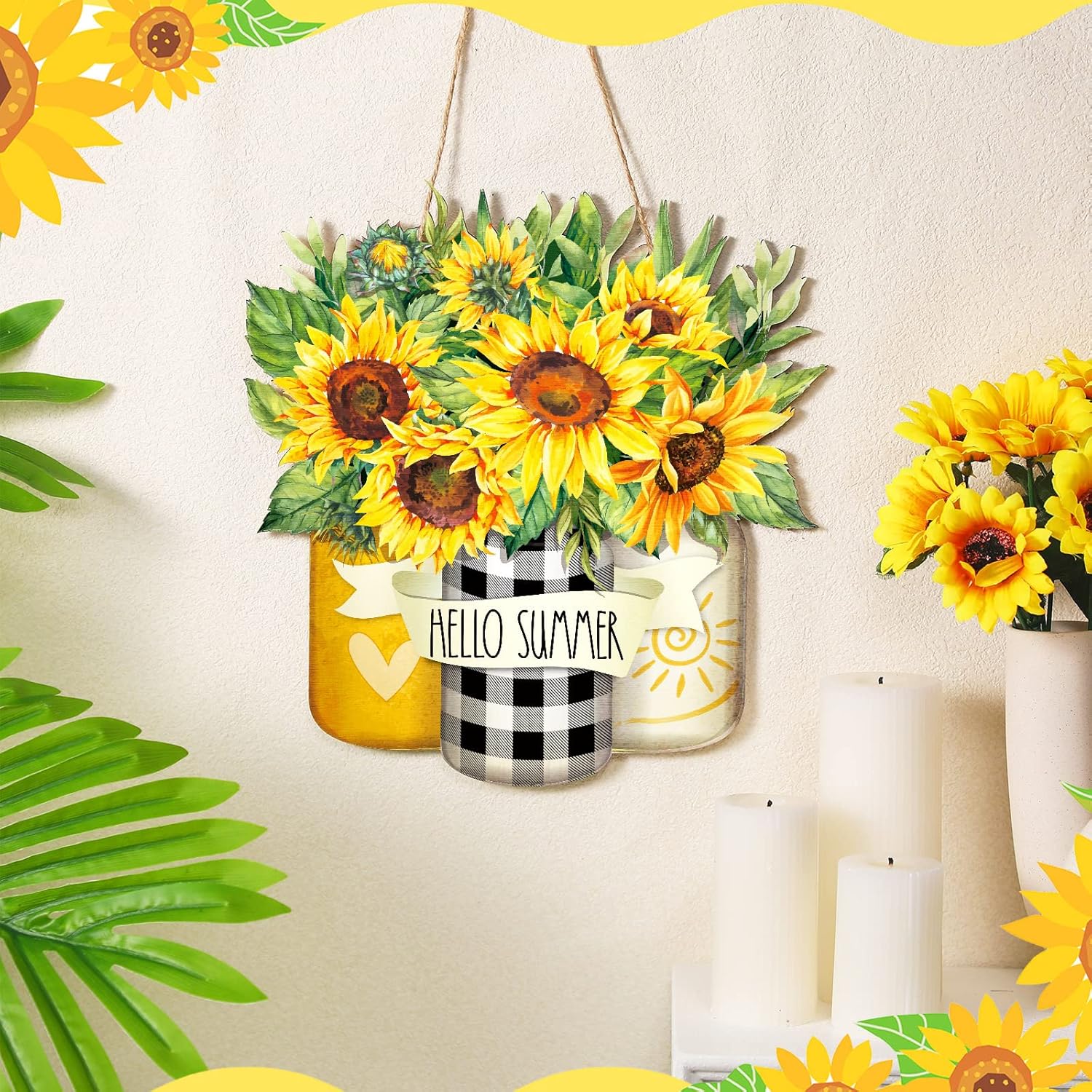 Karenhi Sunflower Welcome Summer Decor Sign