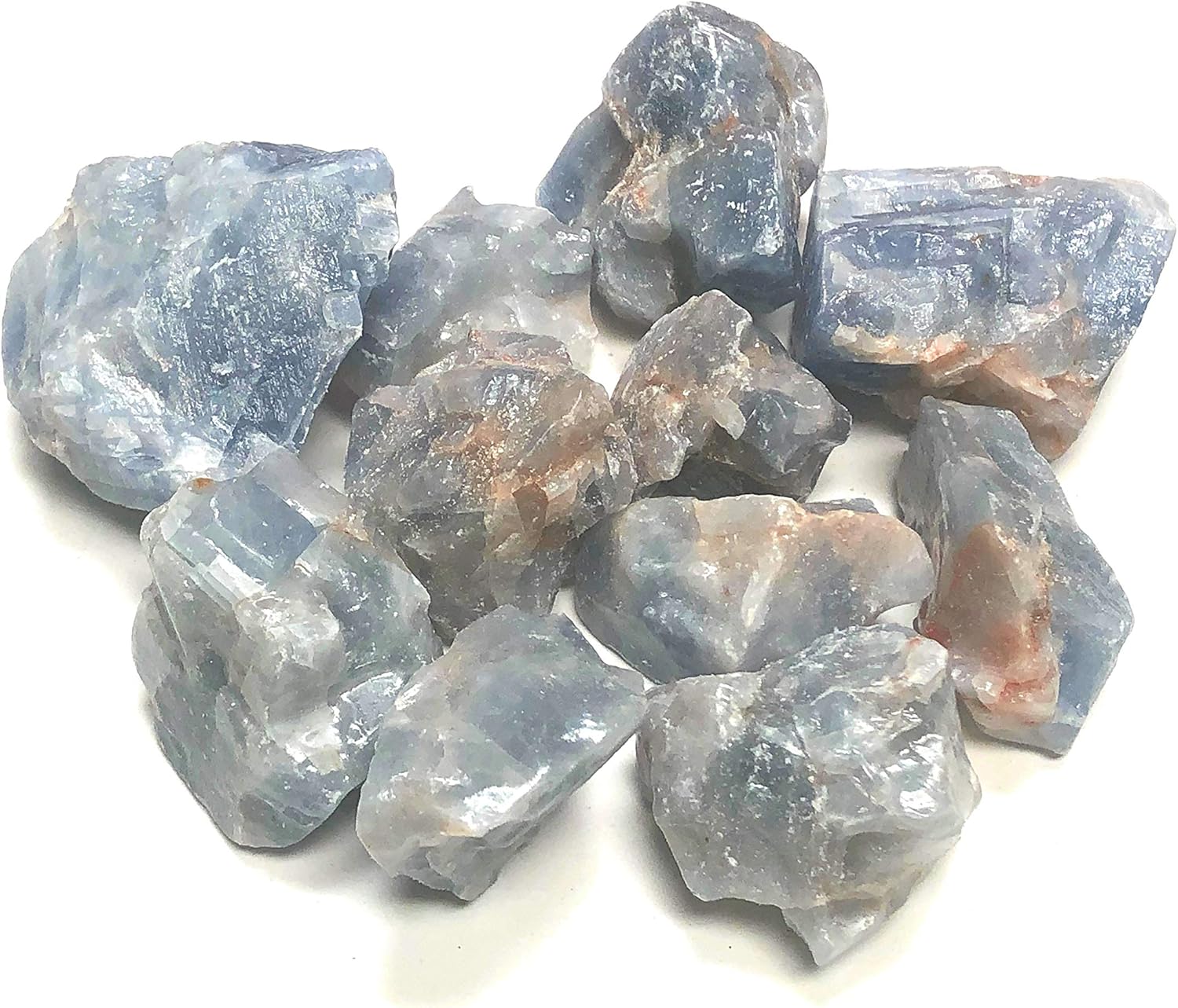 Rough Blue Calcite Stones - 1 Inch in Velvet Bag 1 Pound