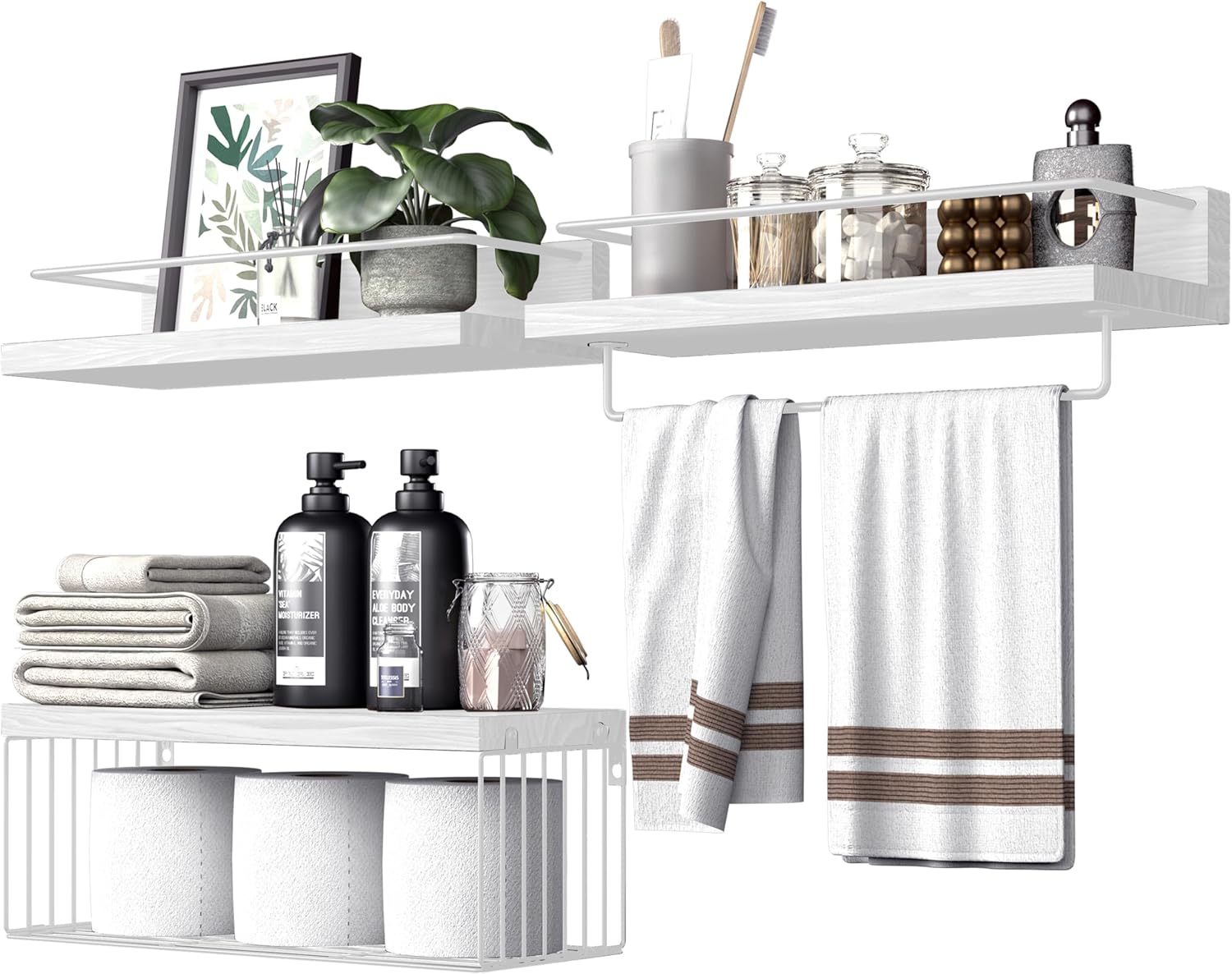 PopiShelves Wall Mounted Shelf Set with Basket
