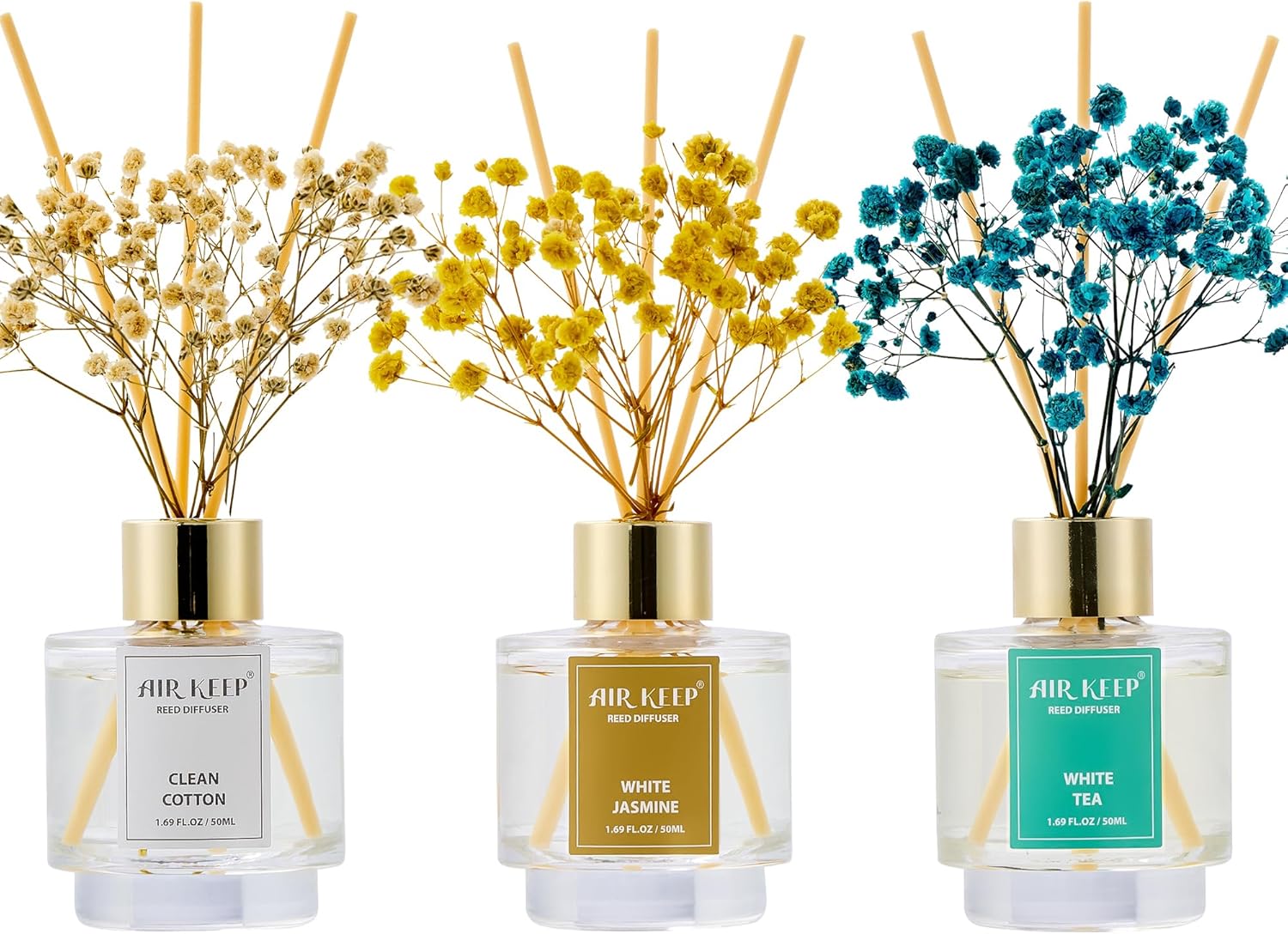 Airkeep Reed Diffuser Set of 3 for Home Aromatherapy